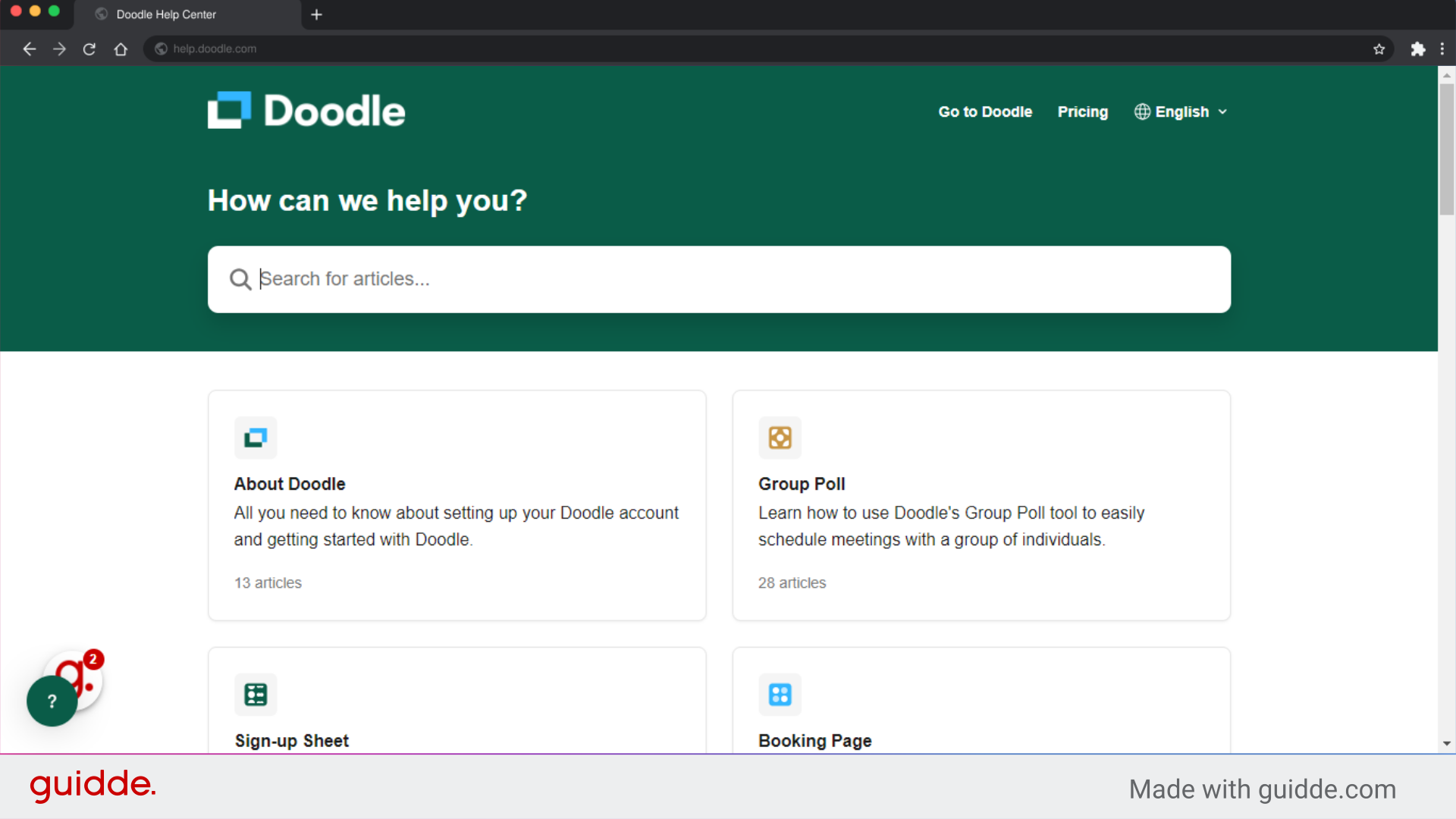 How to access Doodle's help and support - Guidde | Gallery