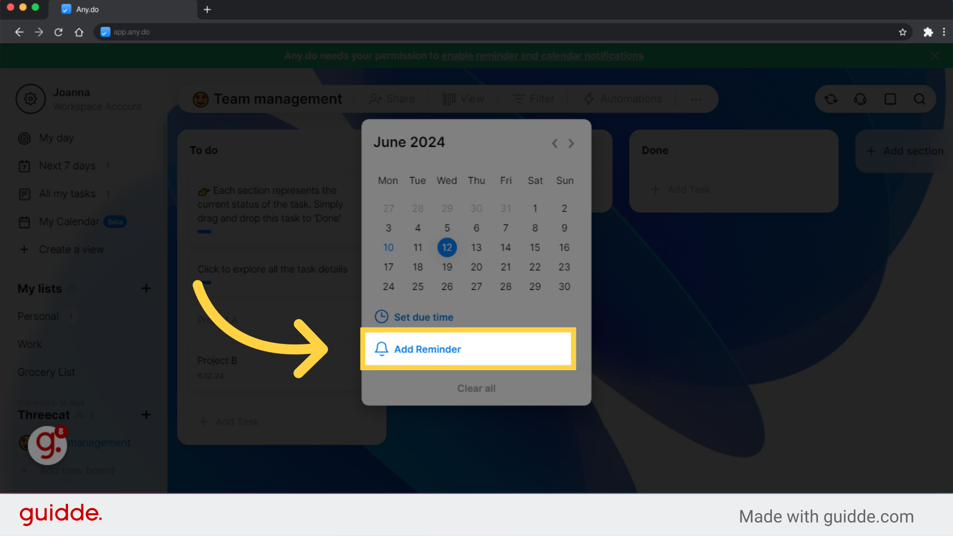How to create task, assign due dates and set reminders in Any.do ...