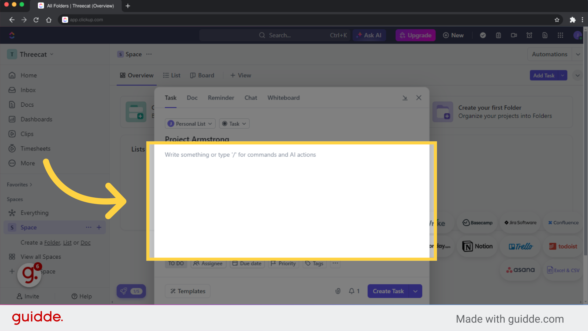 How to create and organize tasks in ClickUp - Guidde | Gallery