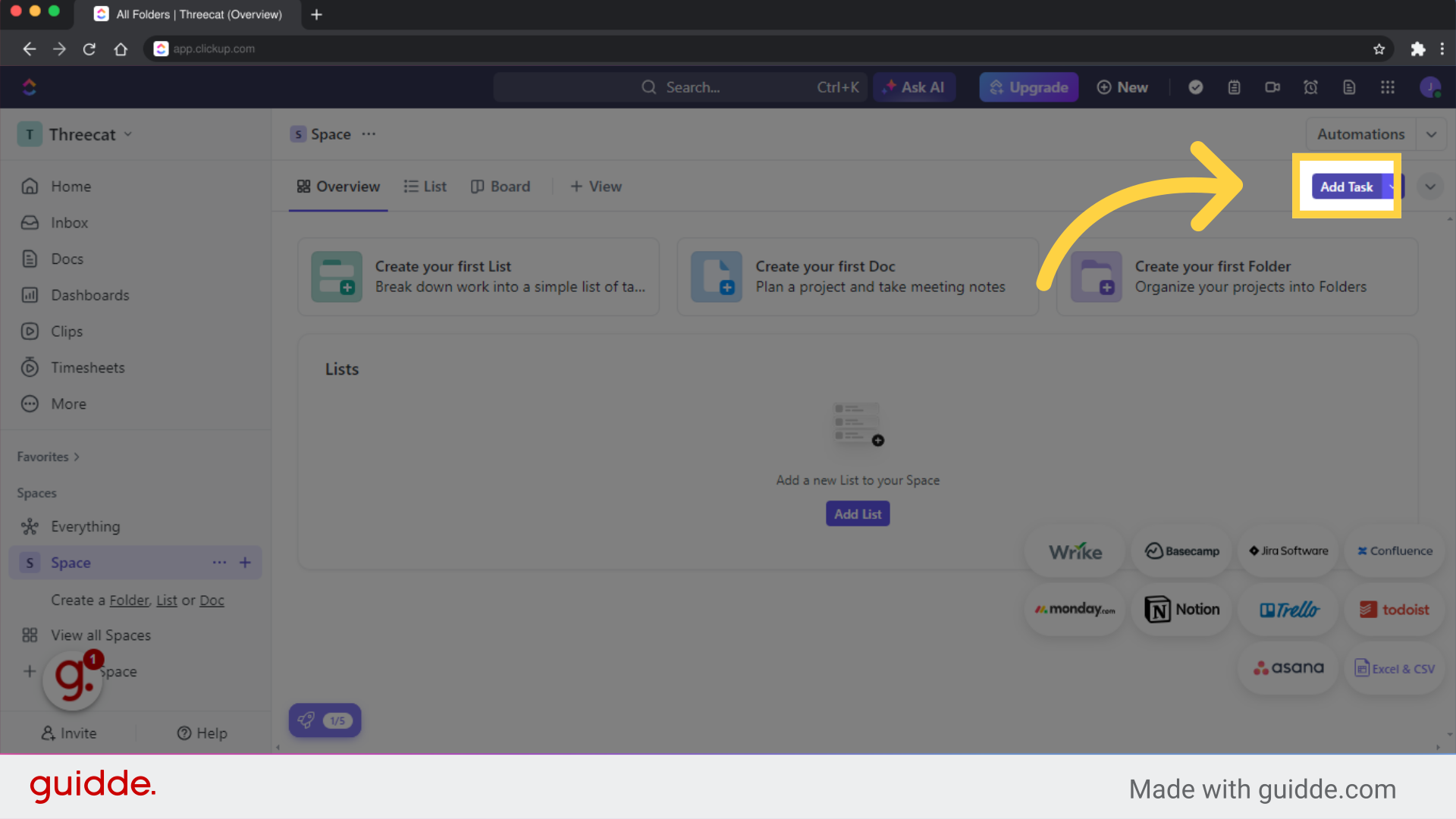 How to create and organize tasks in ClickUp - Guidde | Gallery