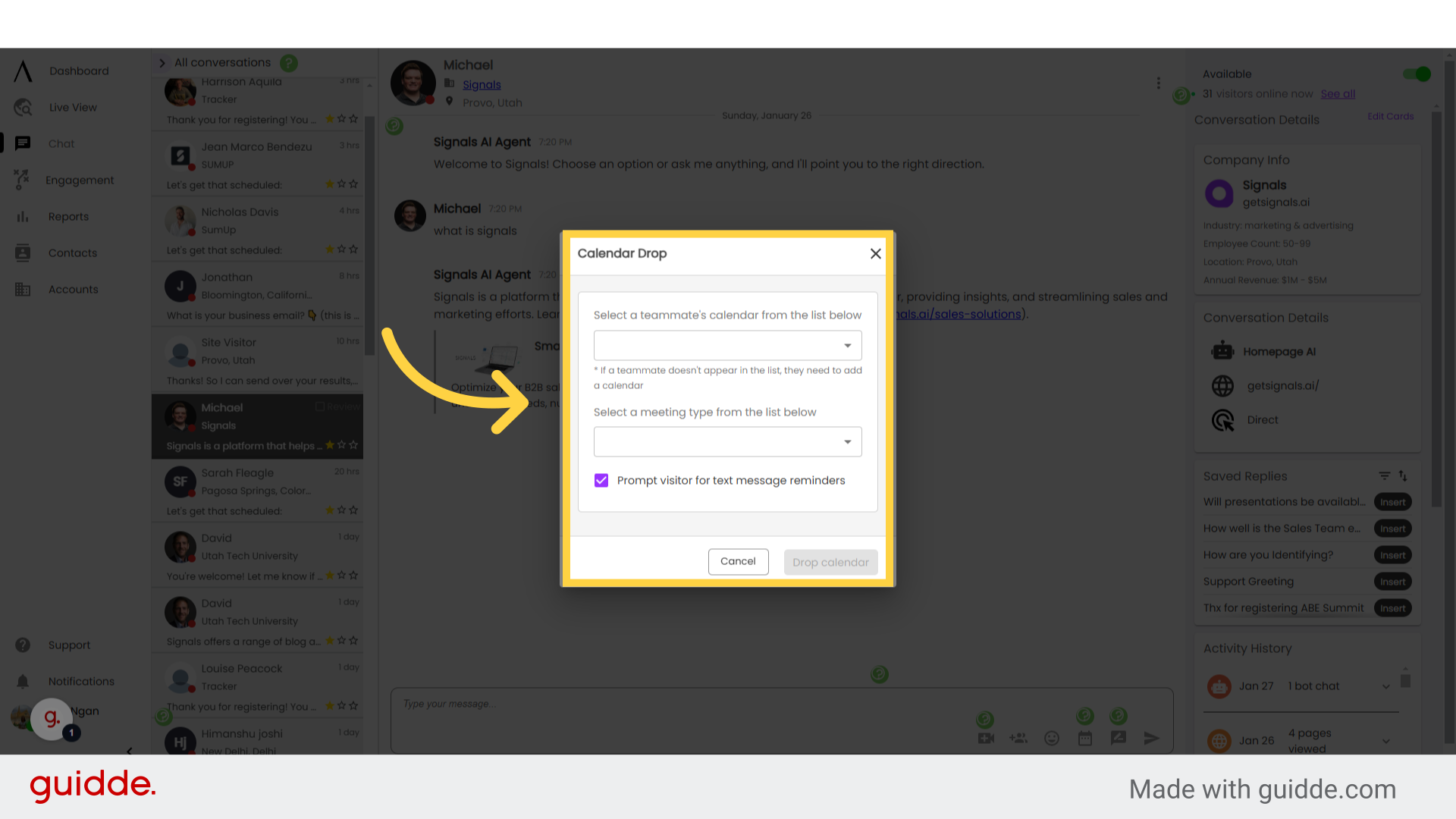 Calendar Drop - Signals Help Docs