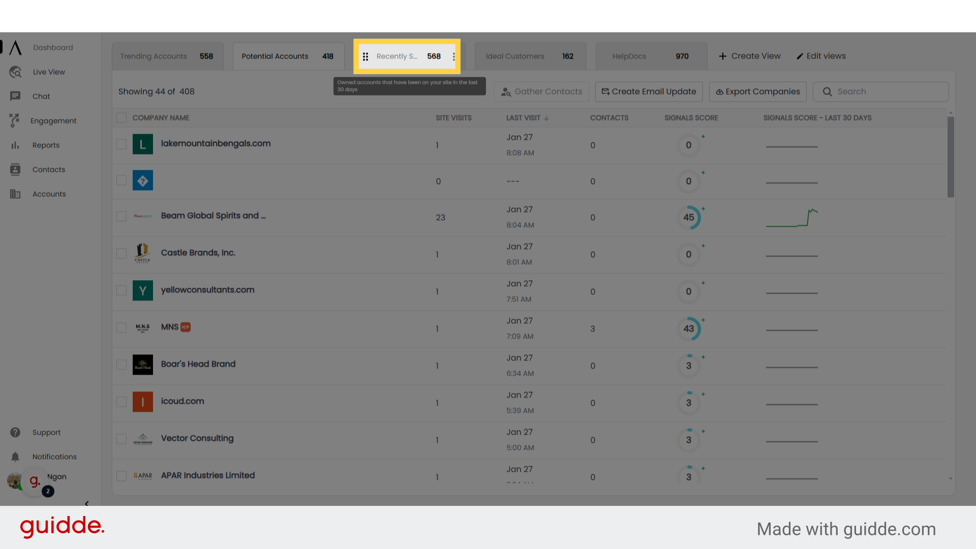 Tabs and Default Views - Signals Help Docs