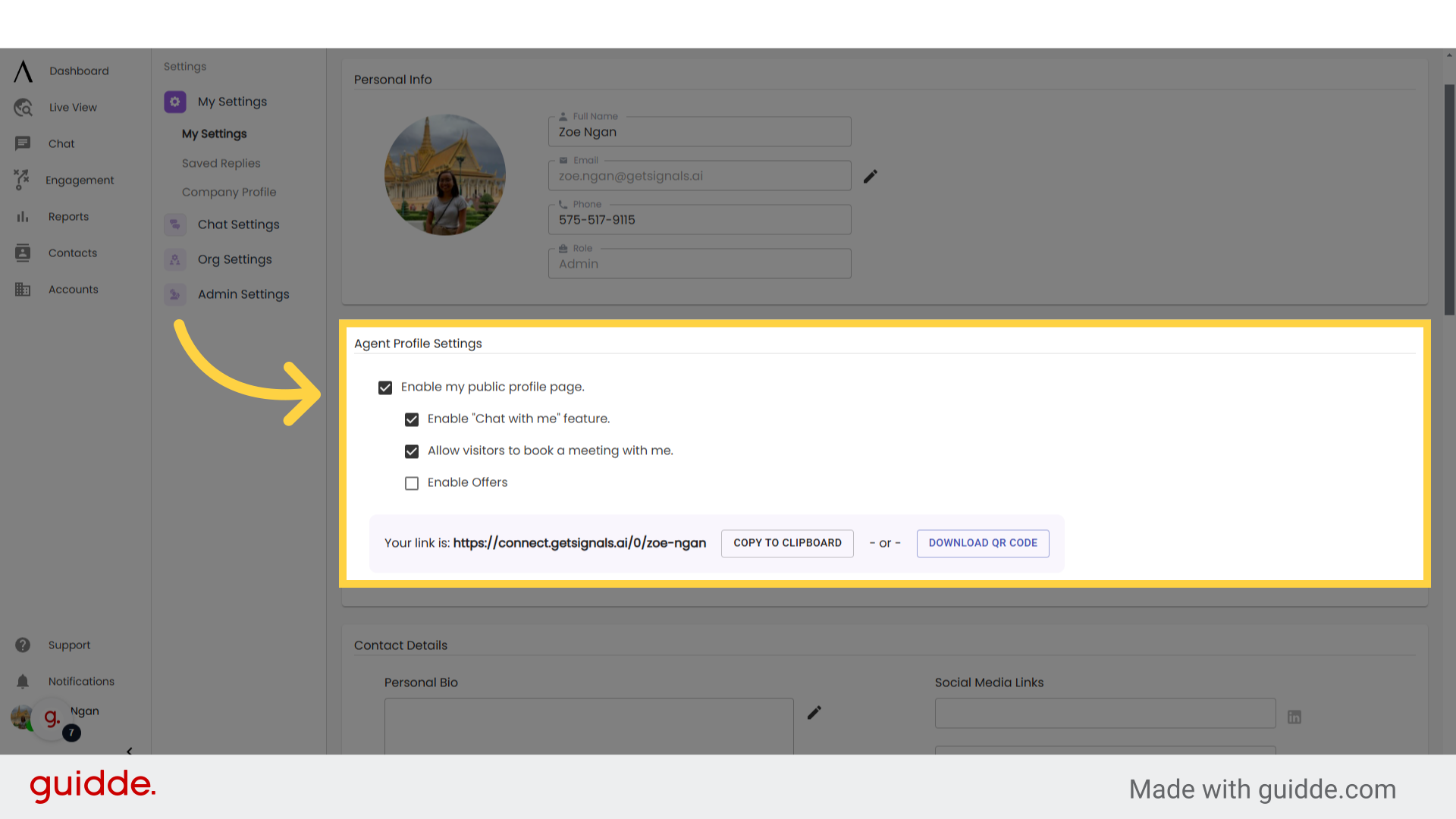 My Profile - Signals Help Docs