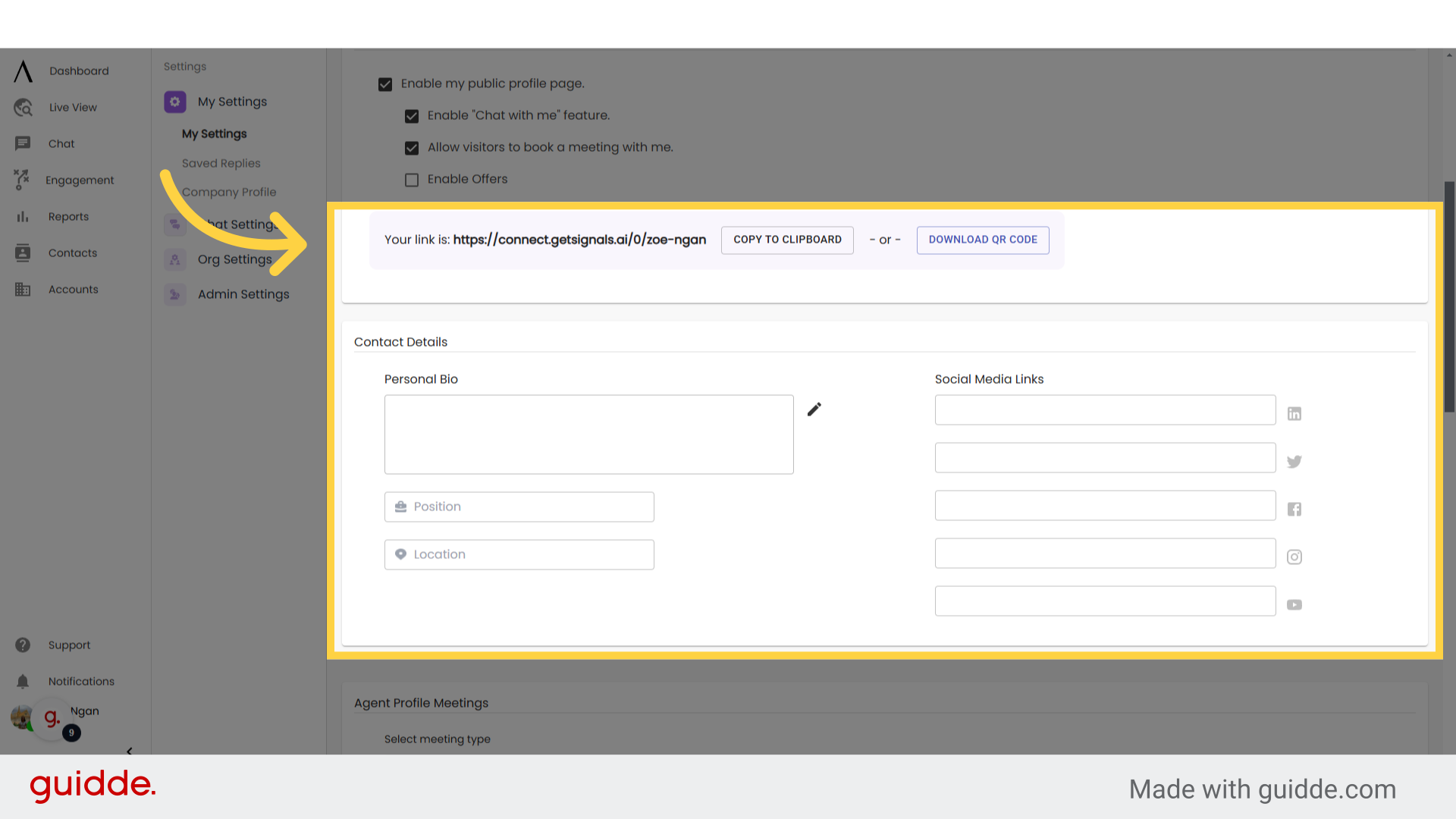 My Profile - Signals Help Docs