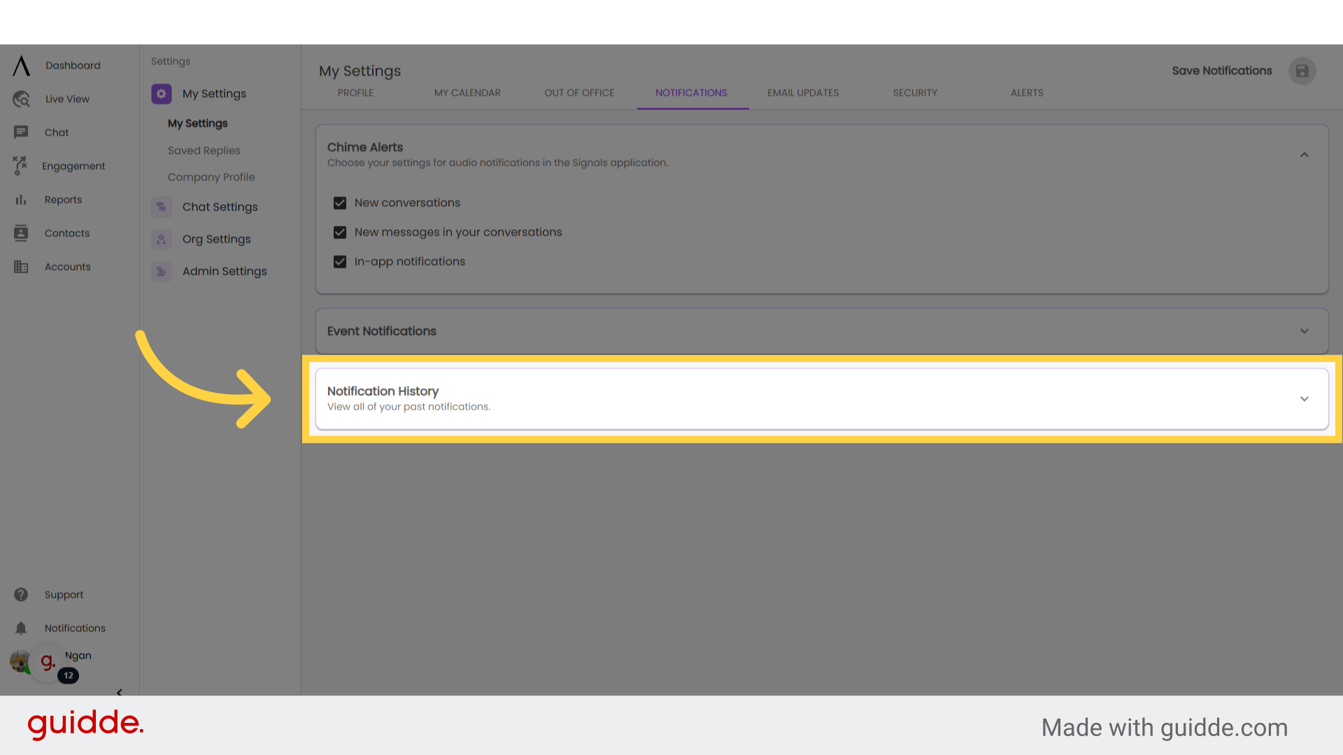 Notifications/Updates, Security and Alerts - Signals Help Docs