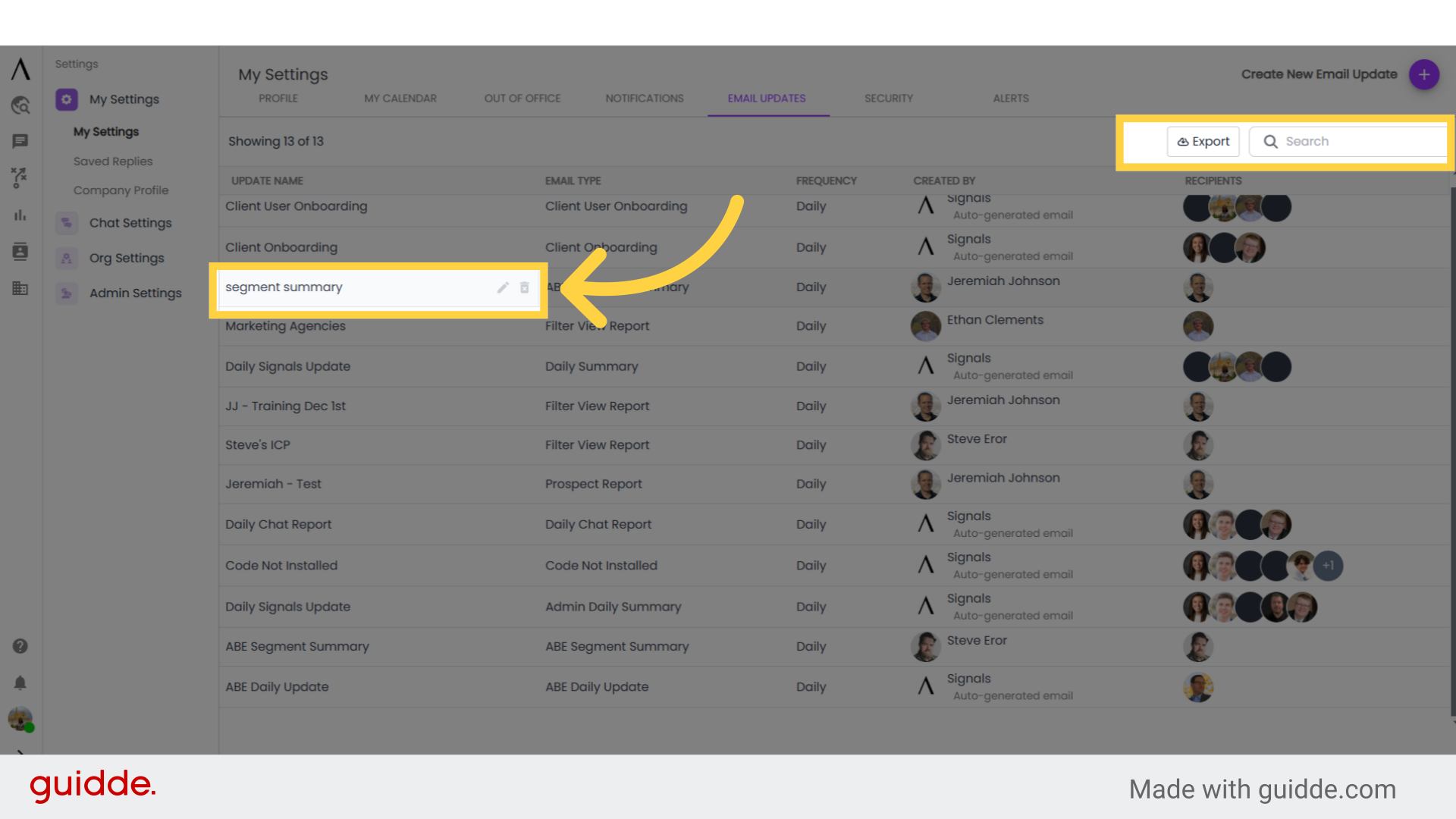 Notifications/Updates, Security and Alerts - Signals Help Docs