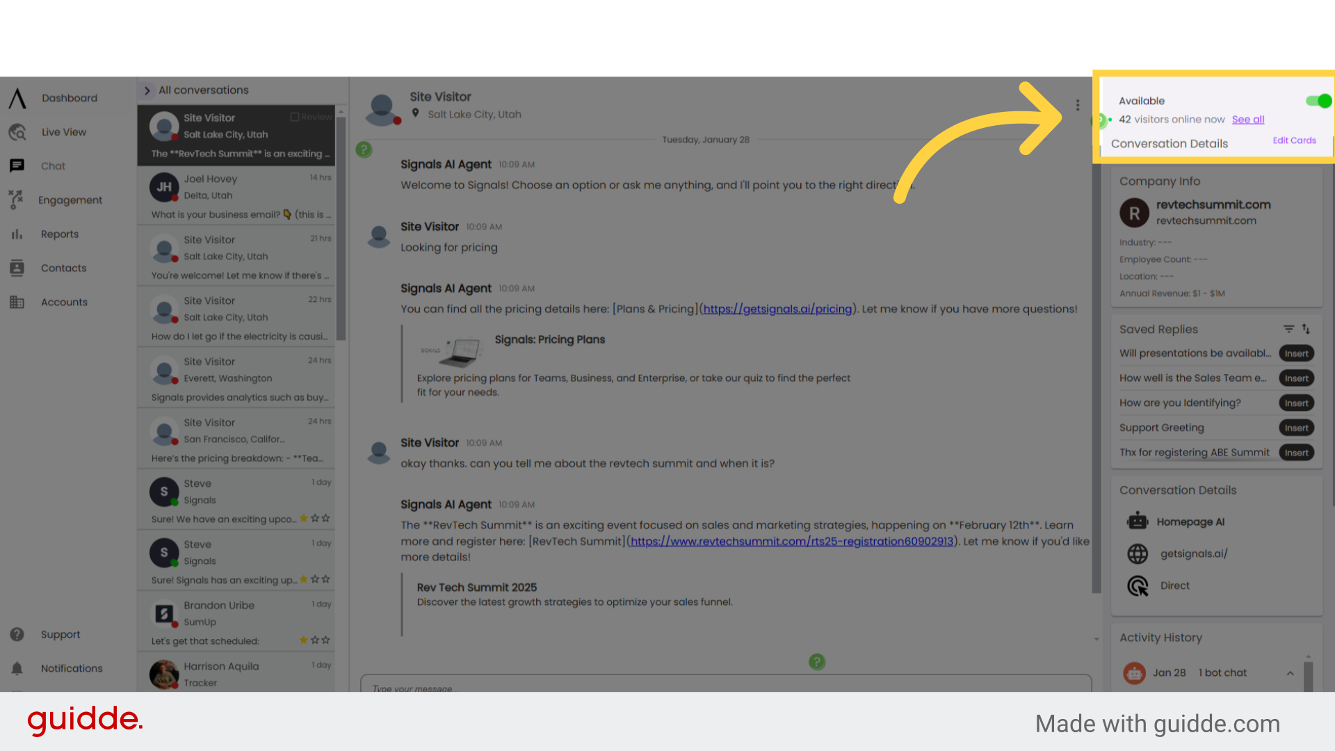Live View - Signals Help Docs