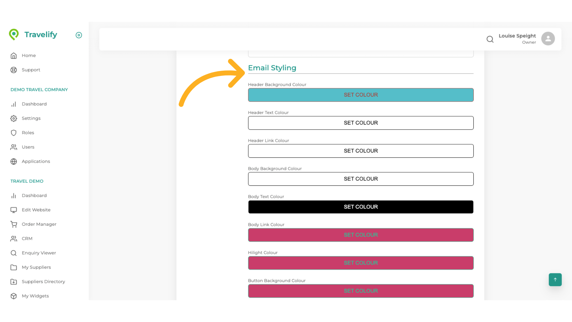 Email Settings - Styling