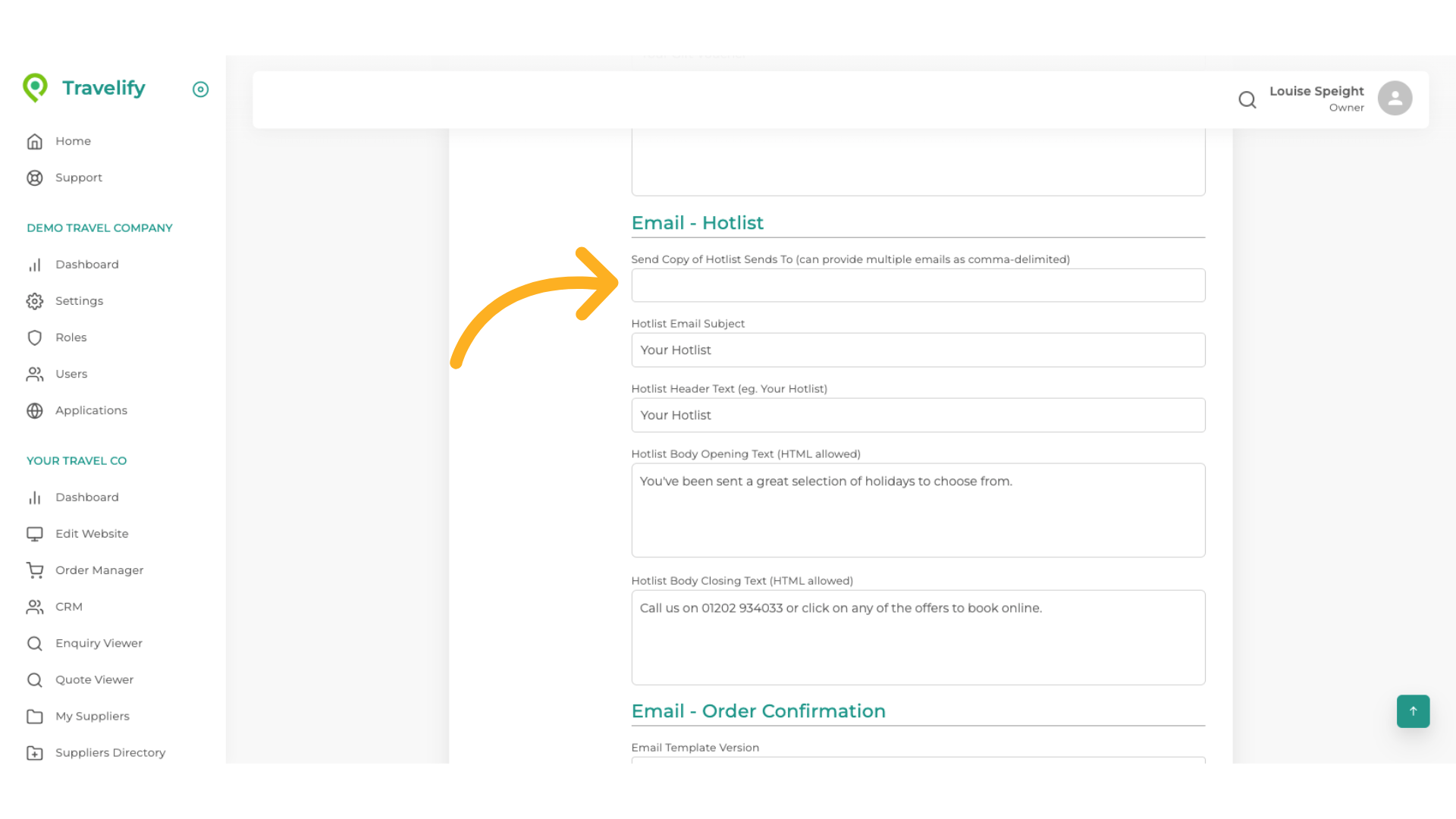 Email Settings - Hotlist