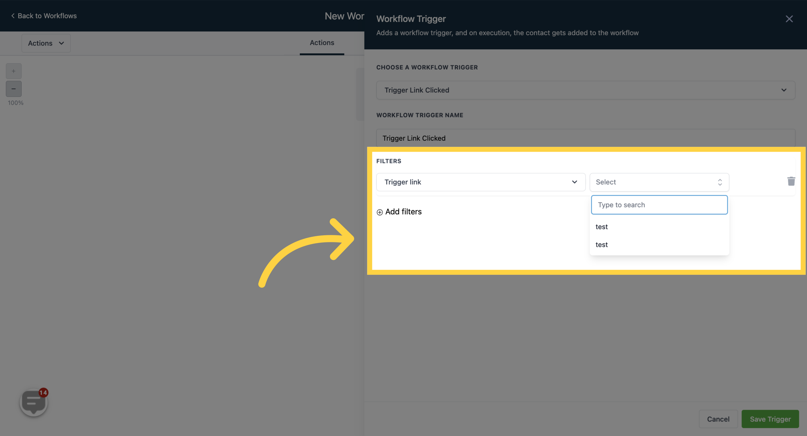 How to use trigger link clicked genie ai