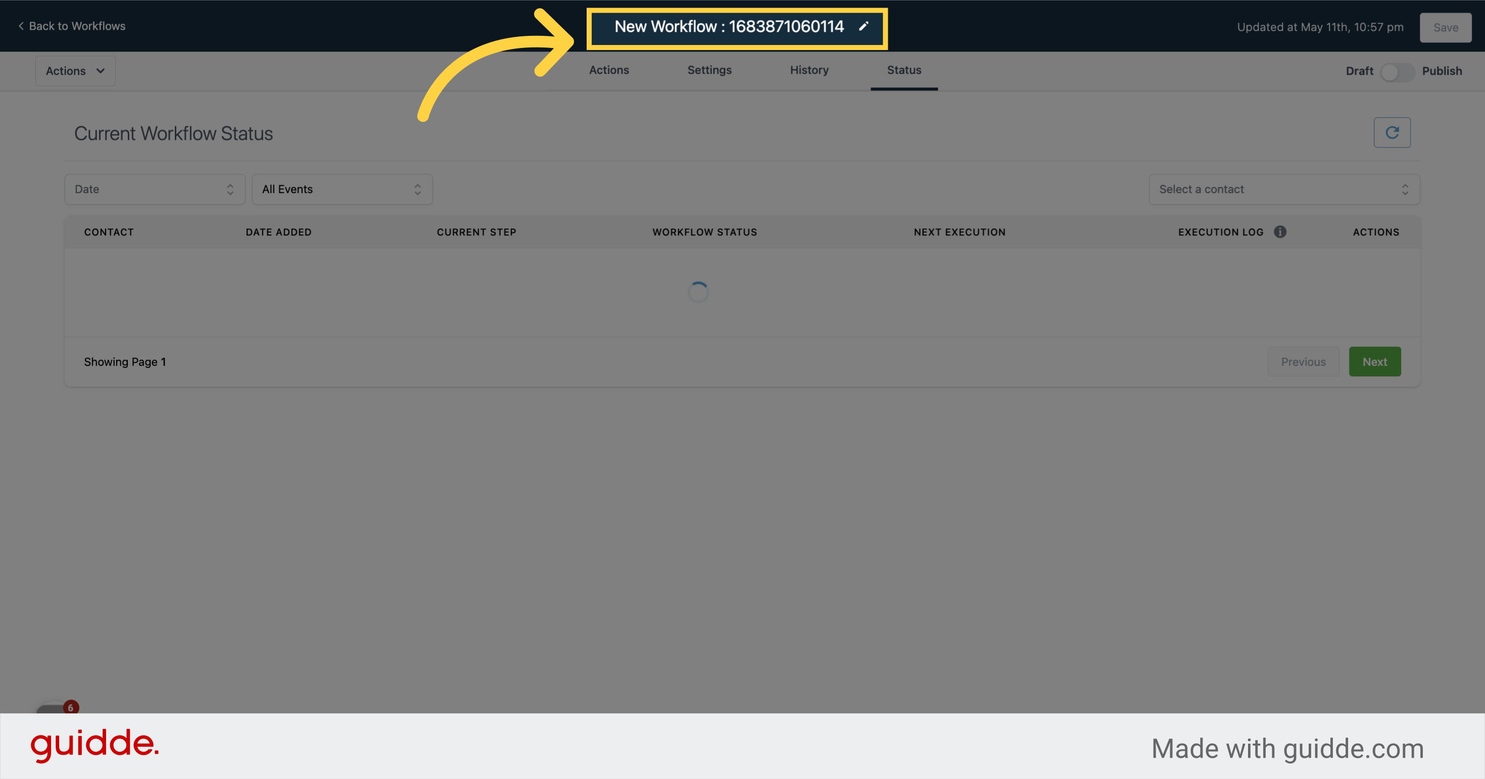 How to use workflow - Status tab | Genie AI