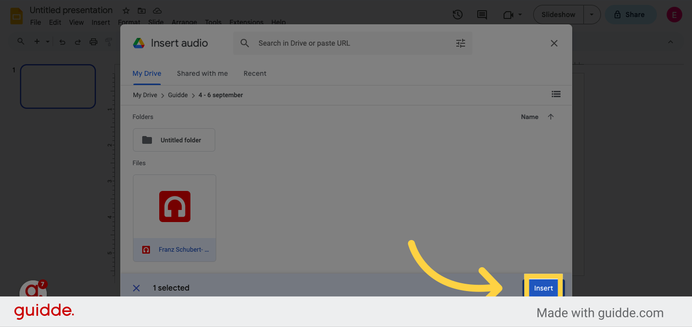 can you add music to a slideshow on google slides