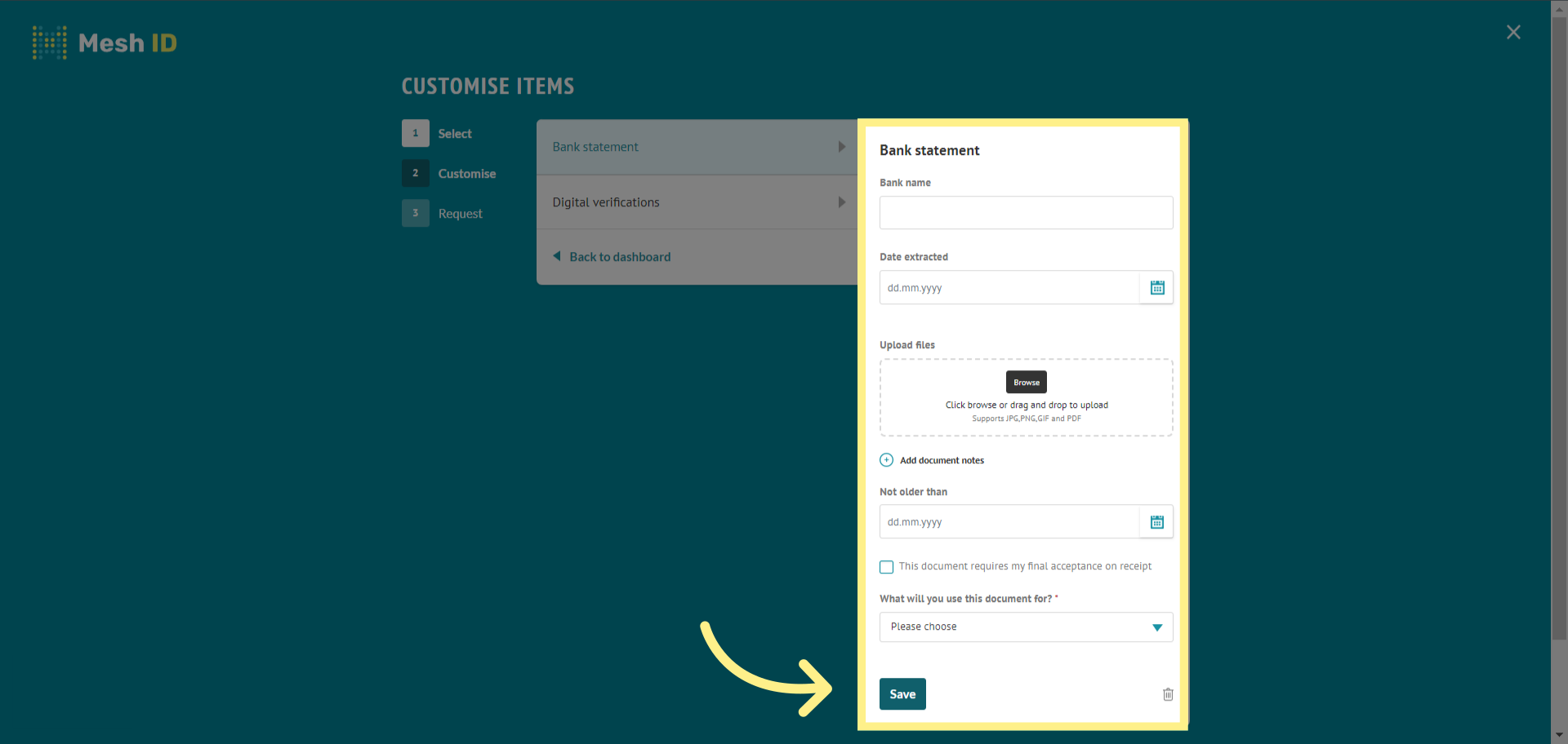 Adding documents and verifications – Mesh ID Support