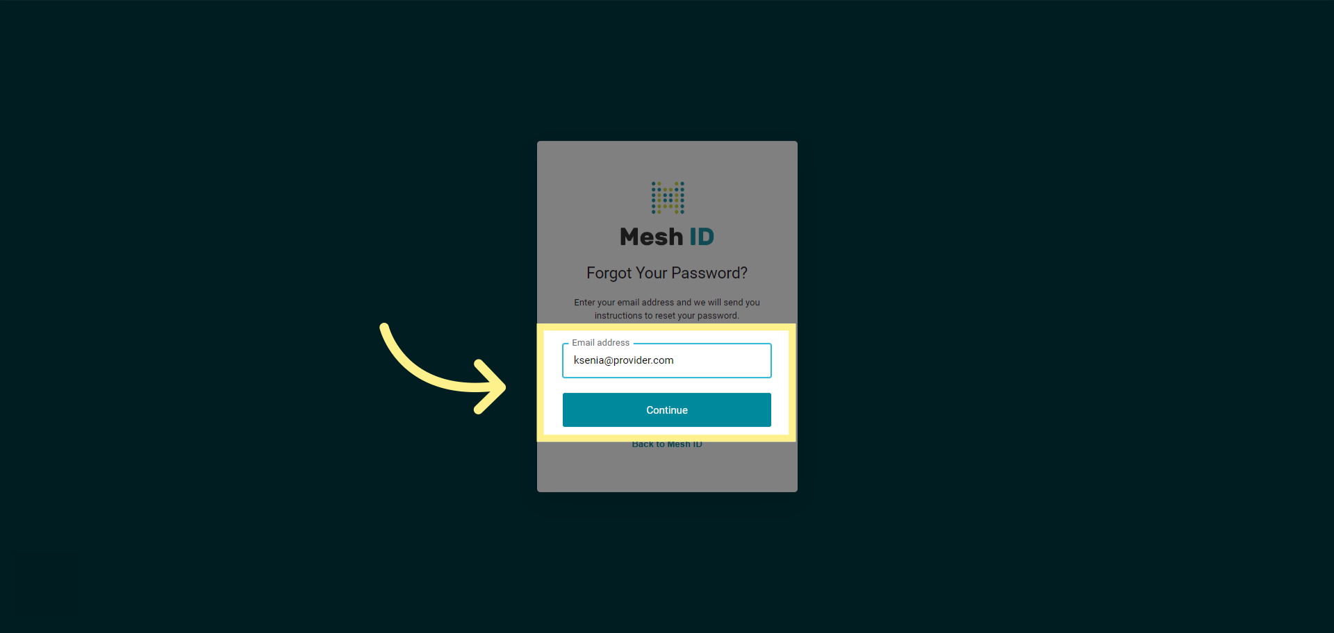 Logging in for the first time – Mesh ID Support