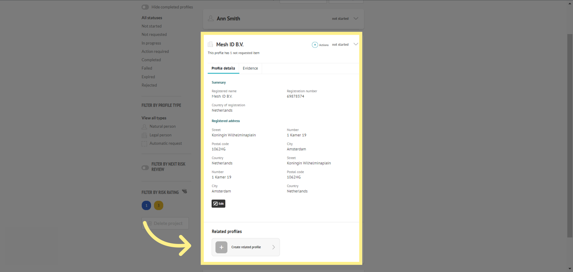 Adding and managing profiles: related parties – Mesh ID Support
