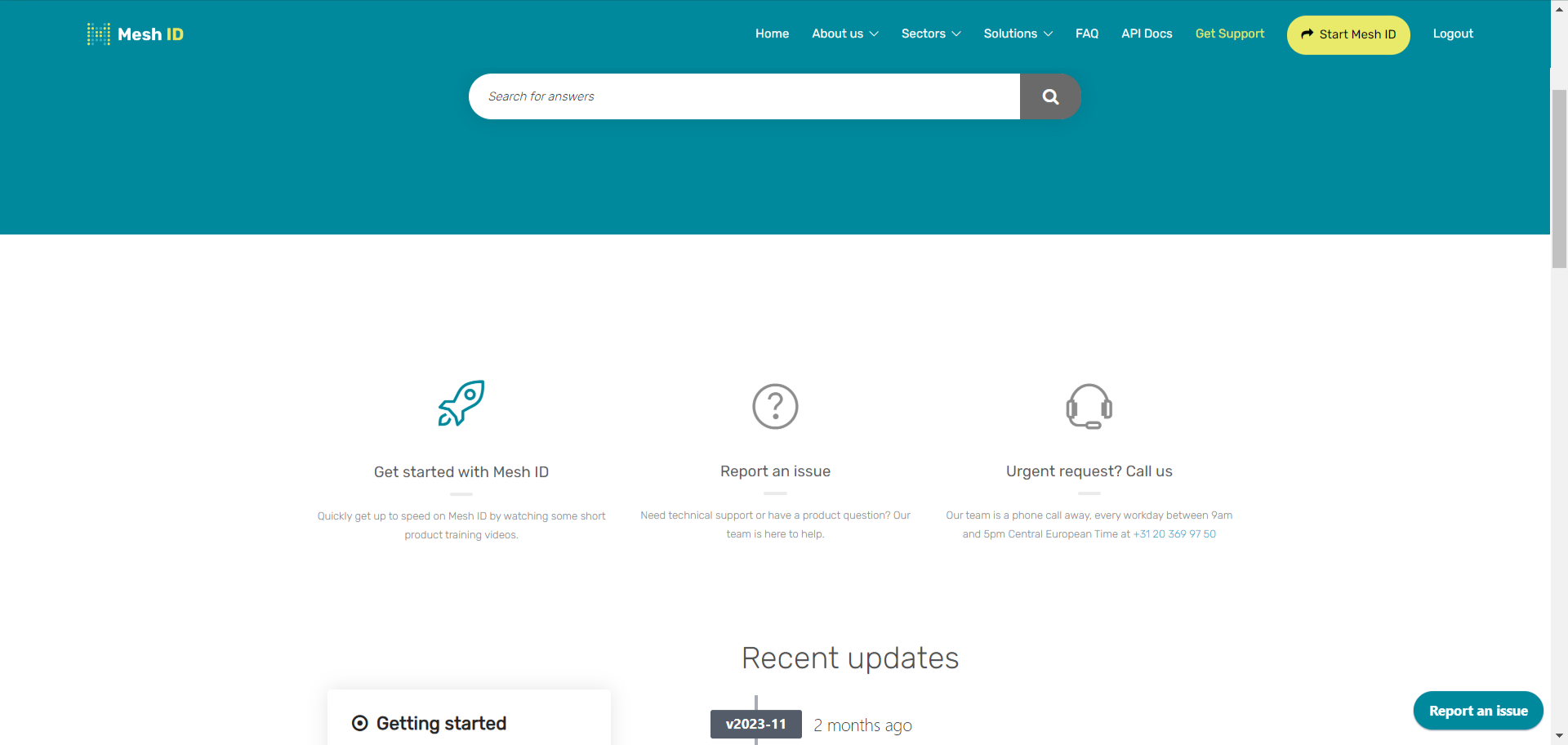 Getting support – Mesh ID Support