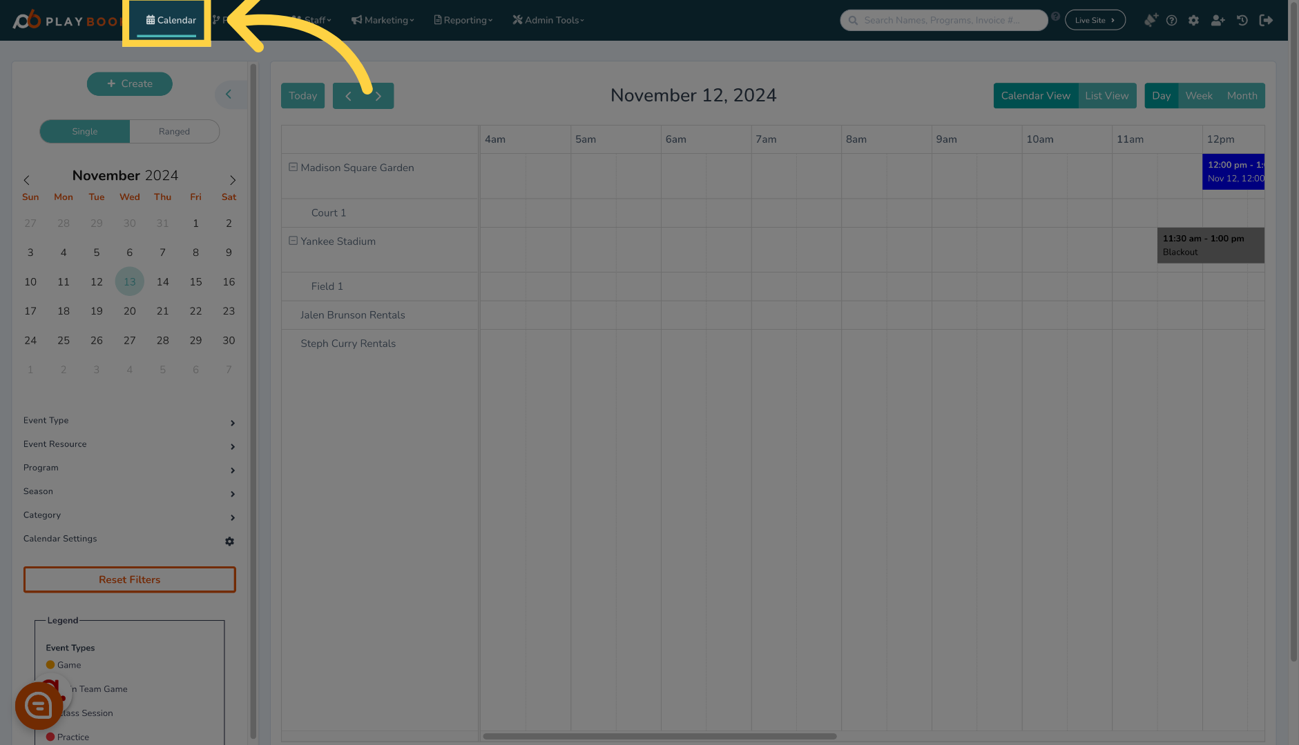 Change x/y axis on calendar