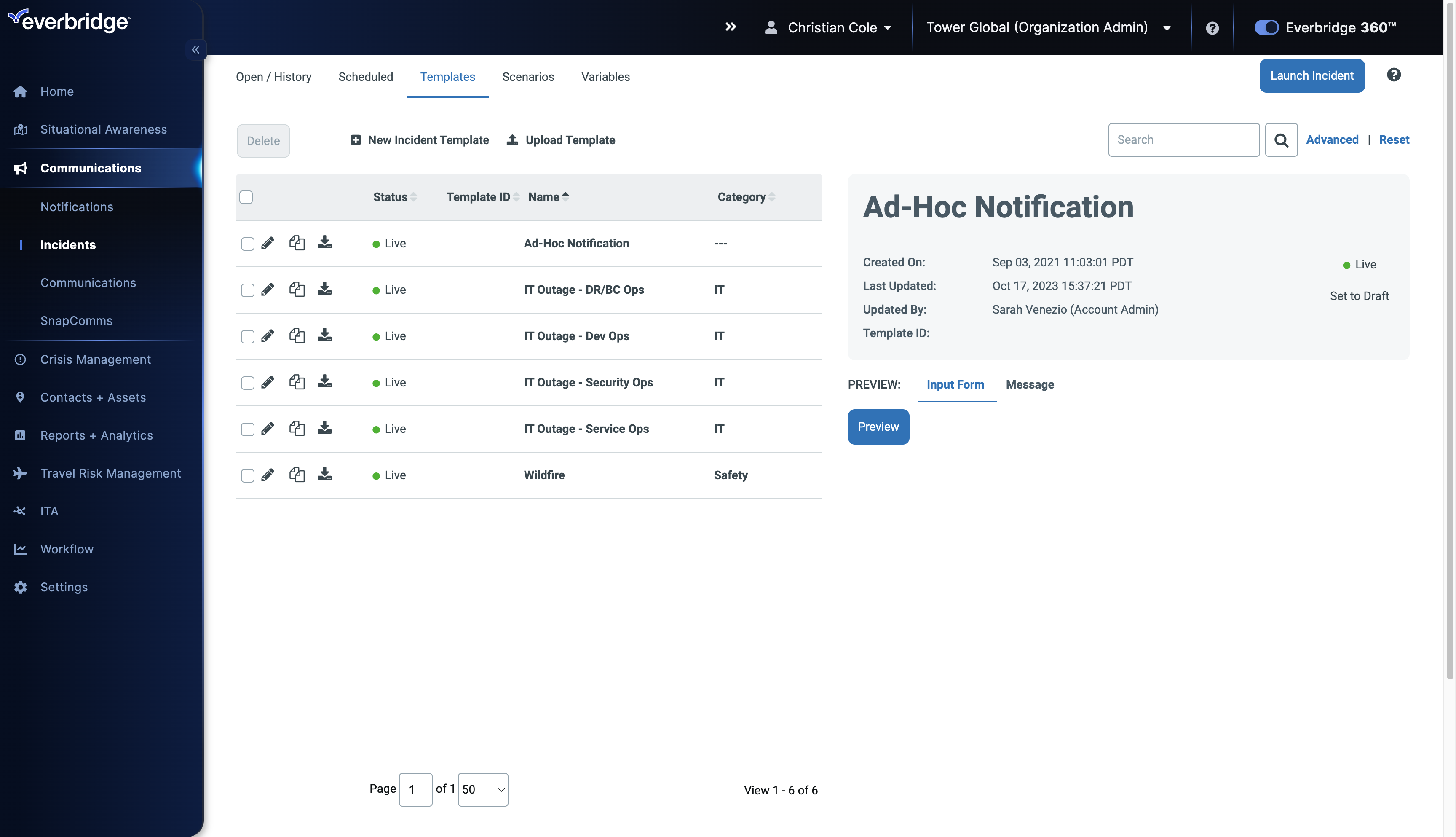 EBS: Creating an Incident Template – Everbridge