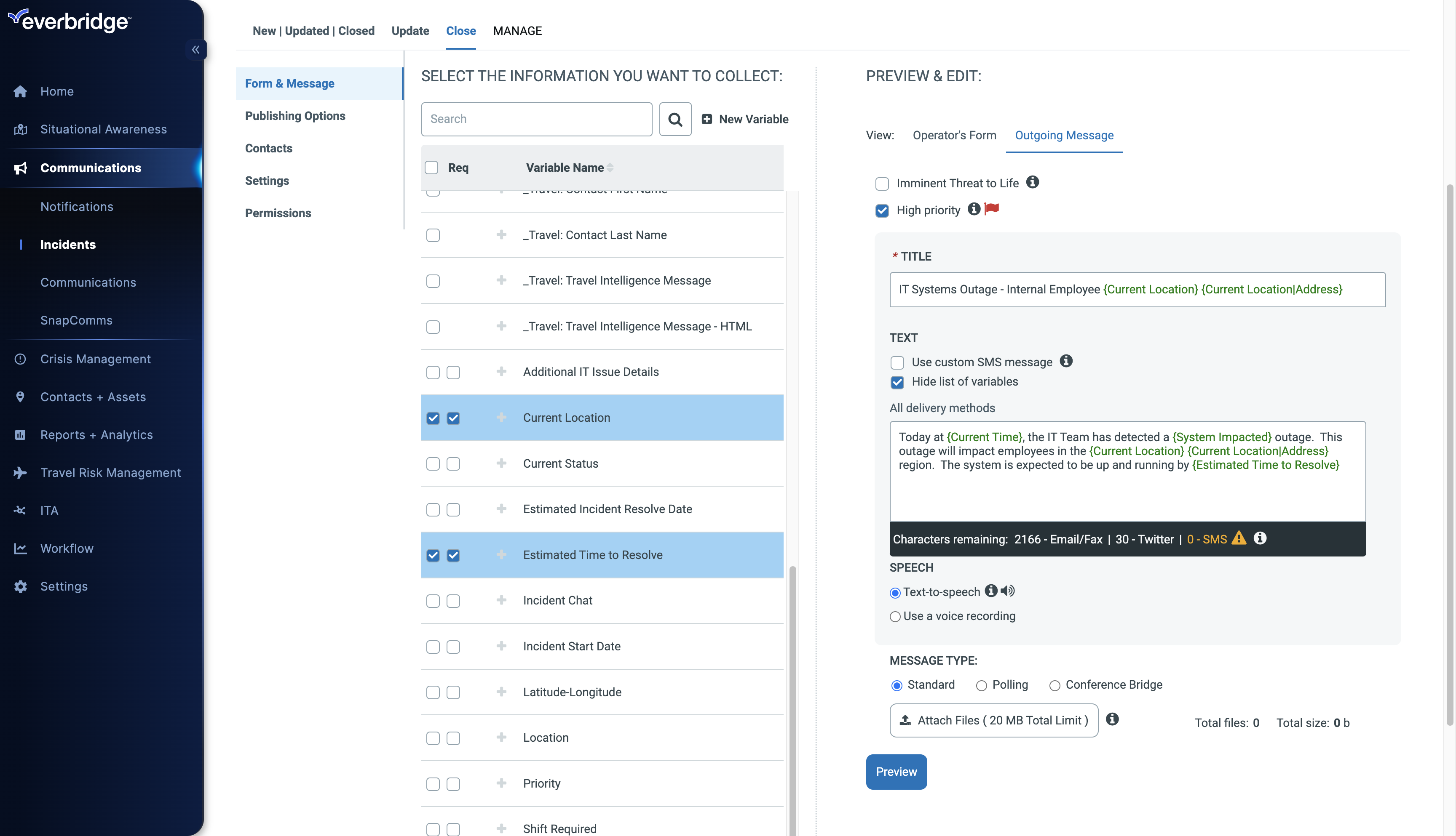 EBS: Creating an Incident Template – Everbridge