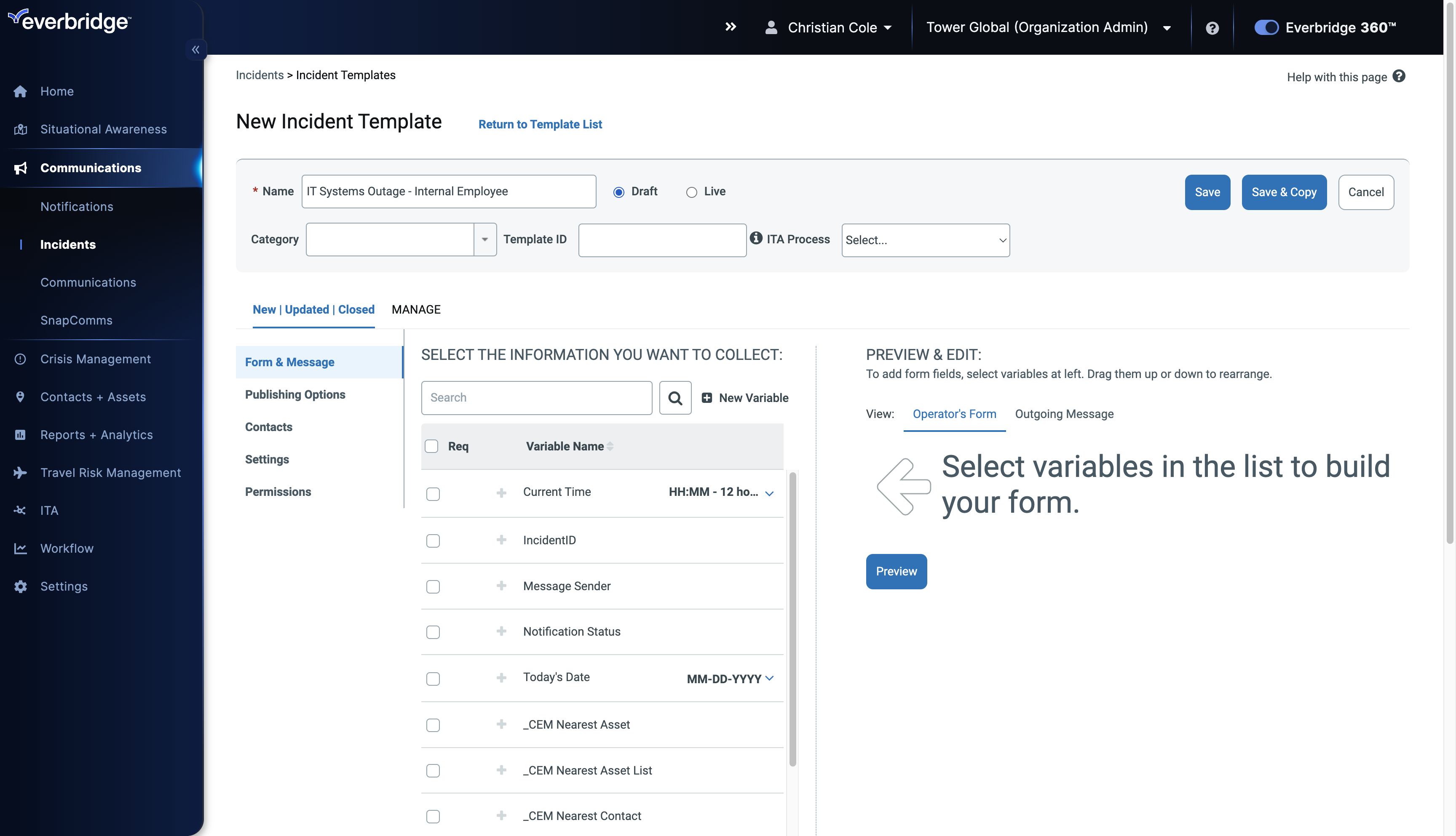 EBS: Creating an Incident Template – Everbridge