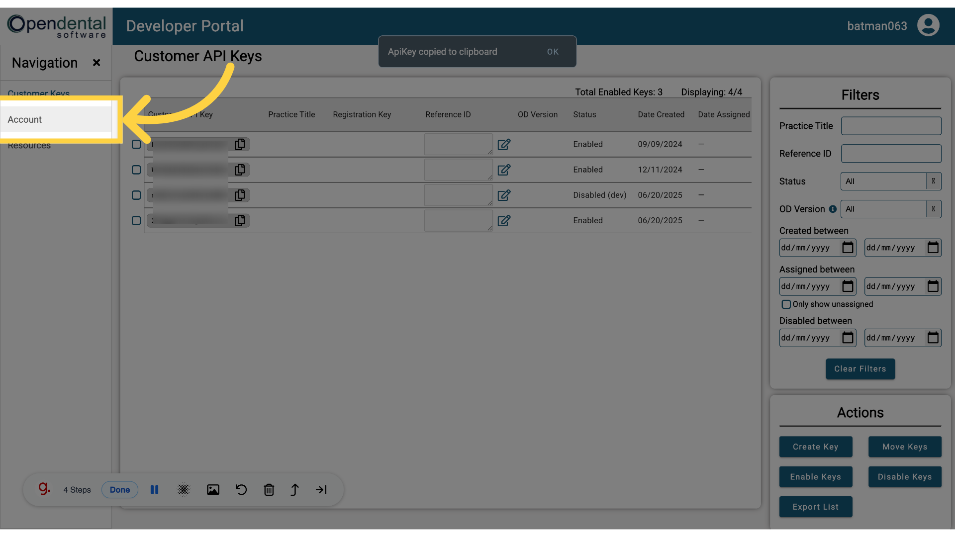 How to find the Customer key and Developer key in OpenDental – Keragon