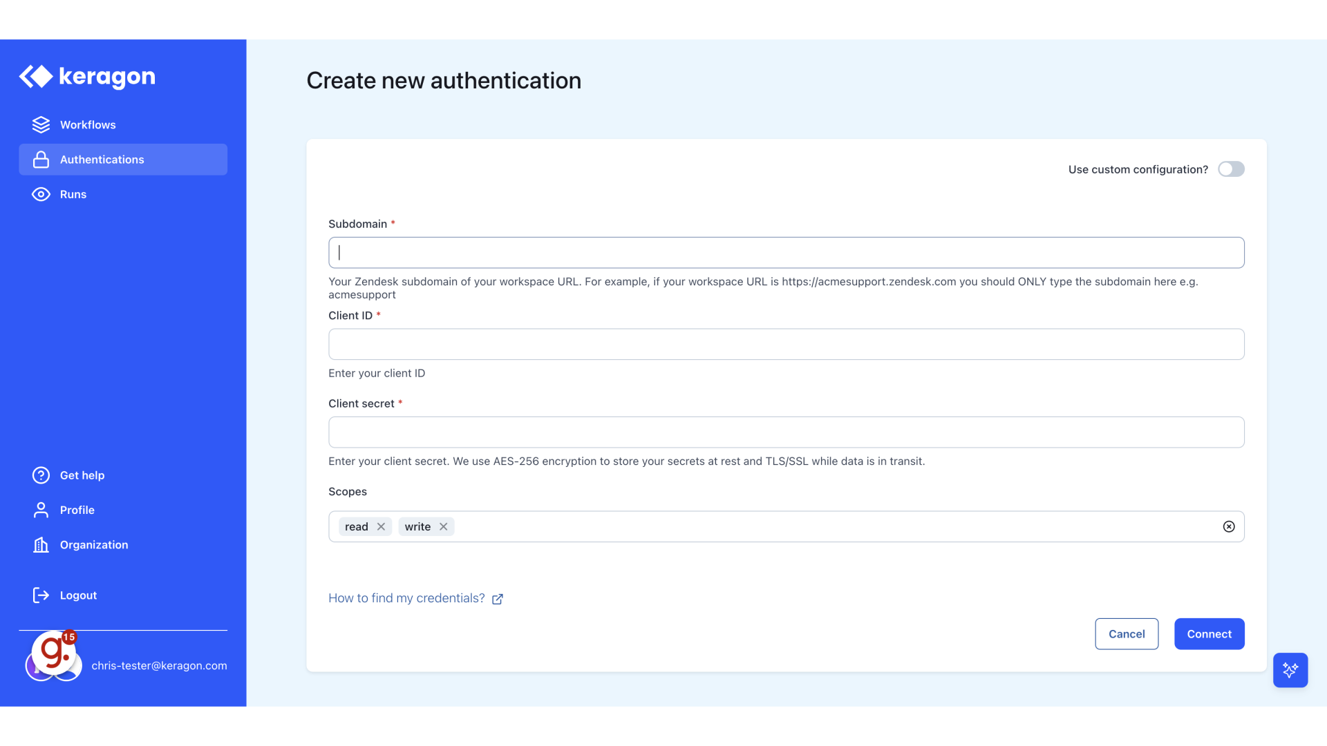 How to find your OAuth 2.0 client credentials in Zendesk – Keragon