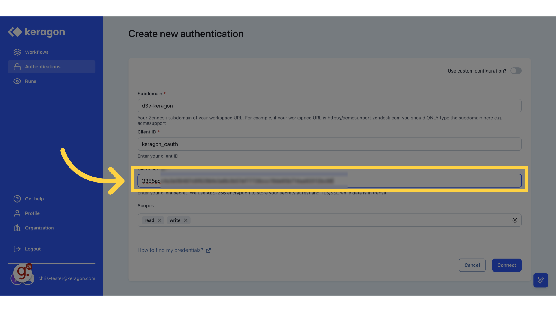 How to find your OAuth 2.0 client credentials in Zendesk – Keragon