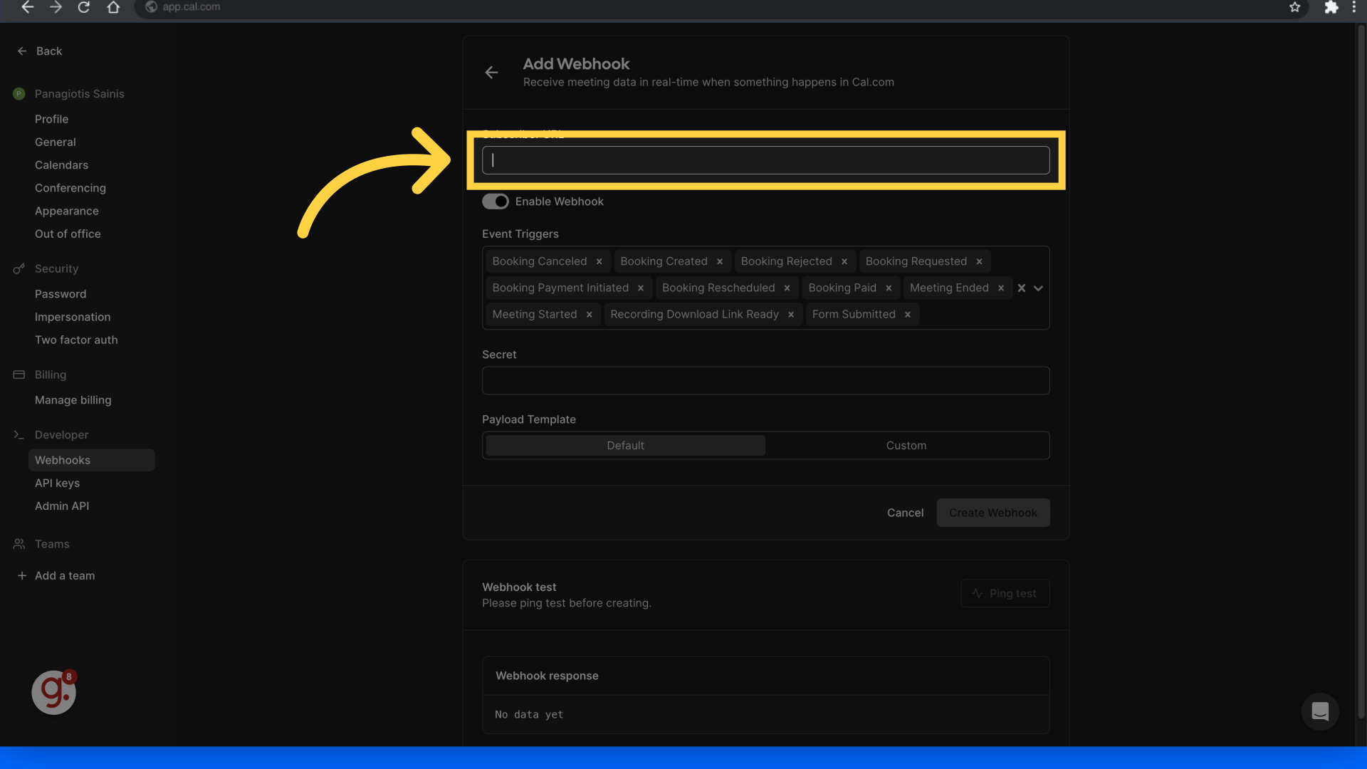 How to configure a Cal.com webhook – Keragon