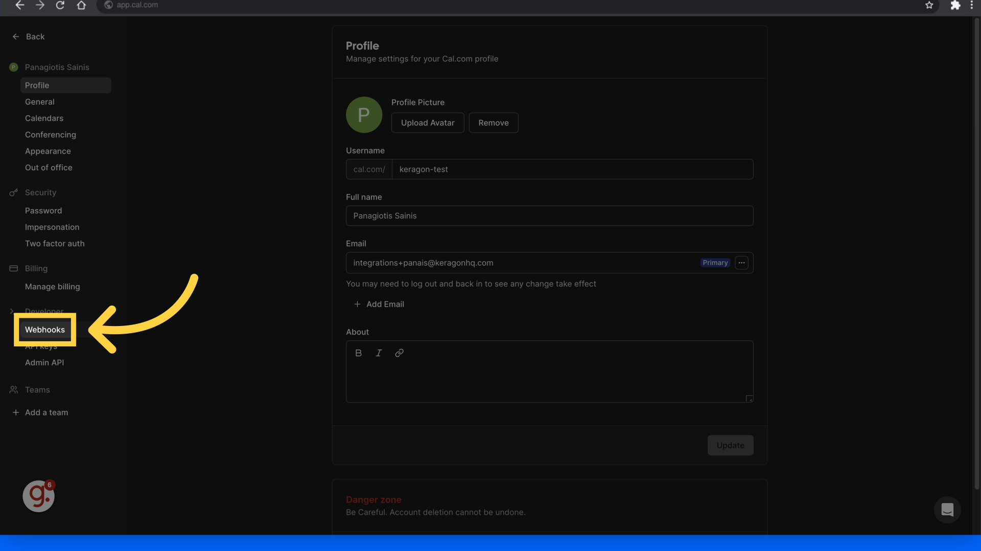 How to configure a Cal.com webhook – Keragon