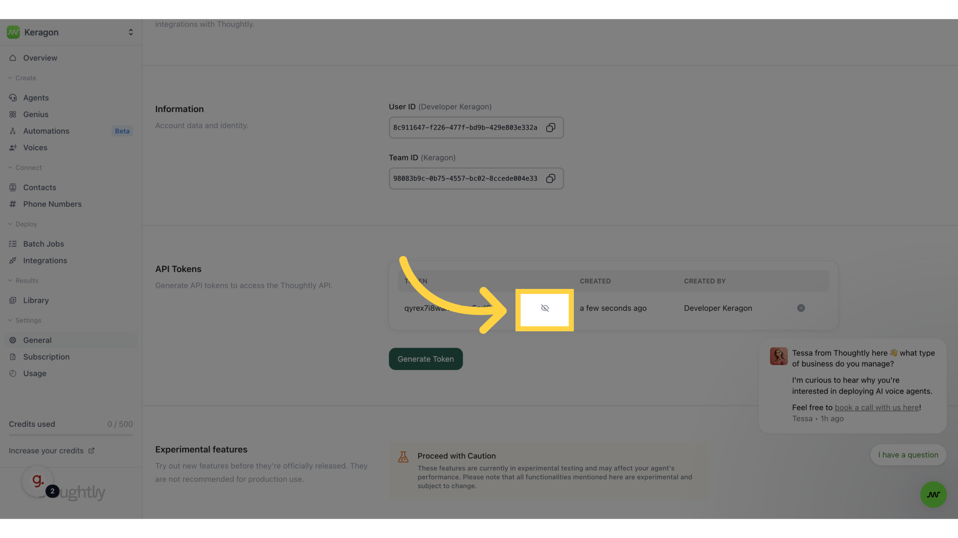 How to find your API key in Thoughtly – Keragon