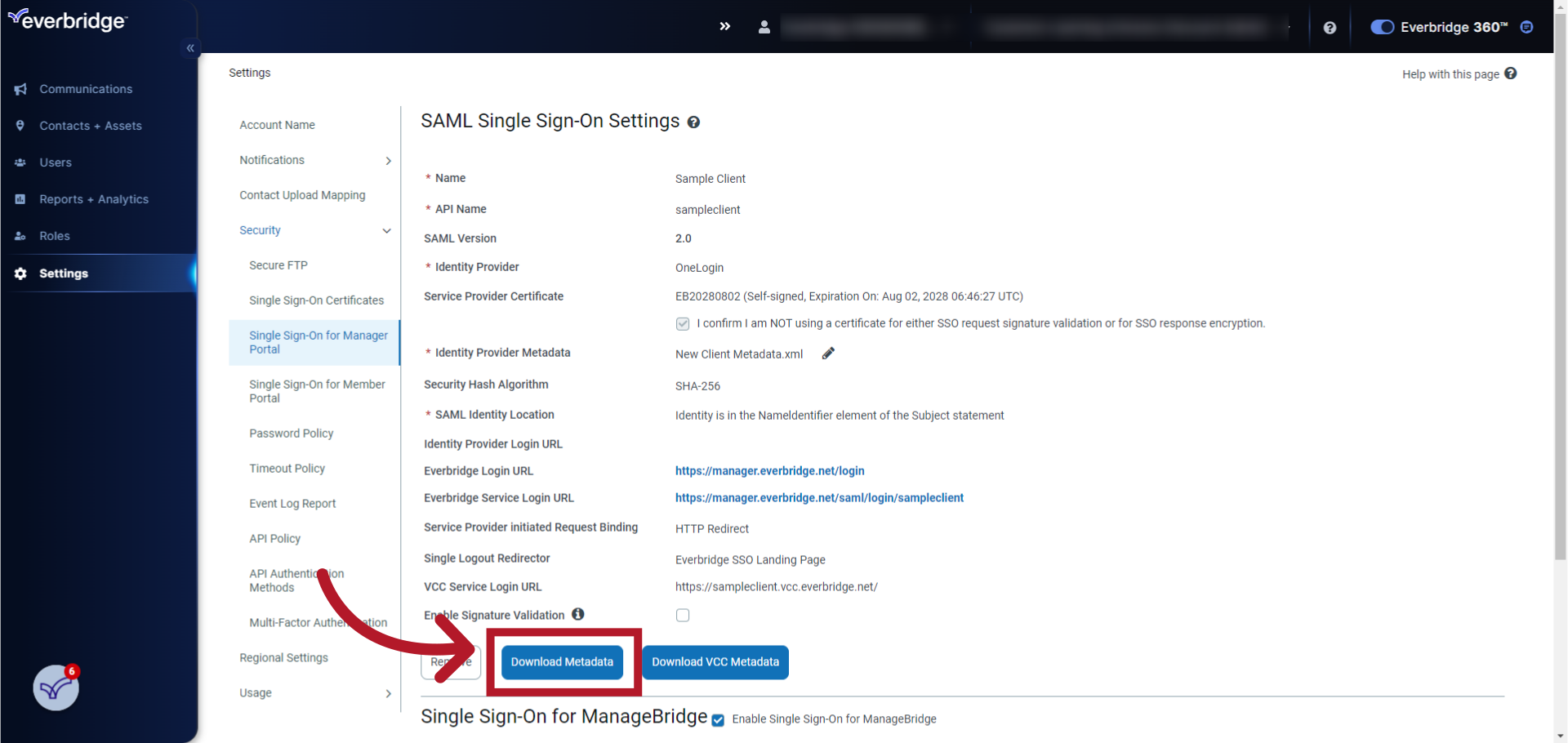 EBS Configuring Single SignOn (SSO) for Use With the Everbridge