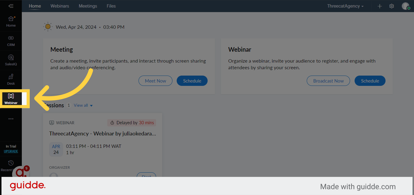 How To Organize A Webinar On ZOHO - Guidde | Gallery