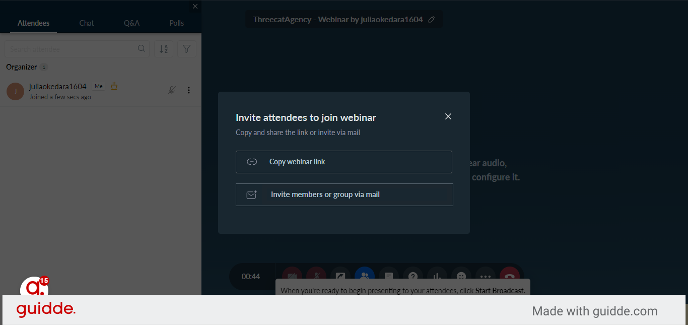 How To Organize A Webinar On ZOHO - Guidde | Gallery