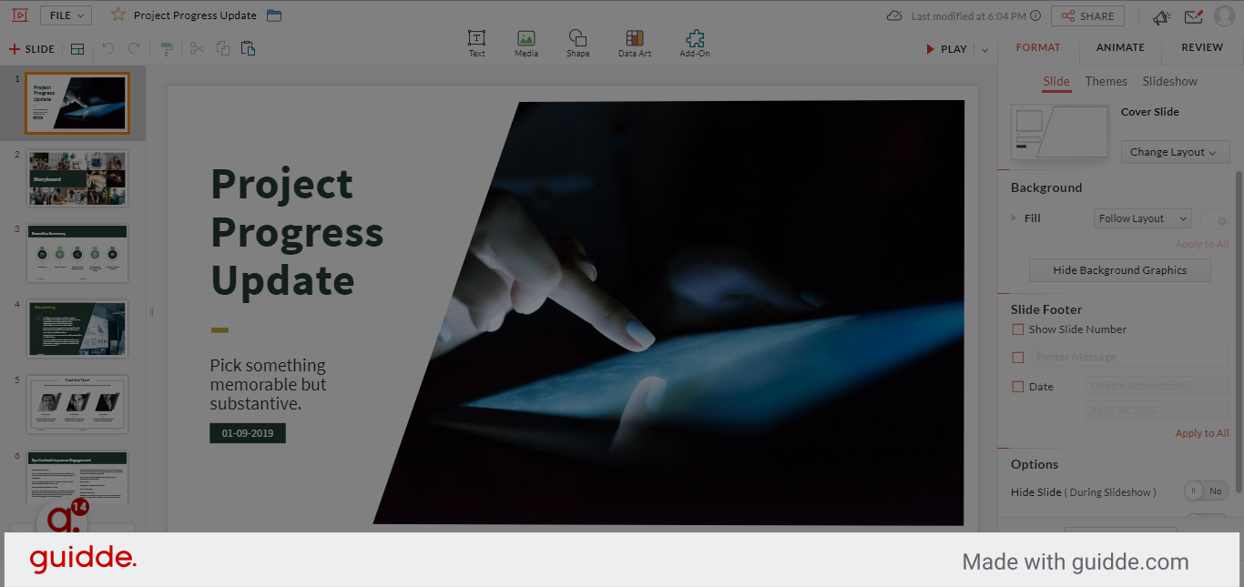 How to design professional slides on ZOHO - Guidde | Gallery