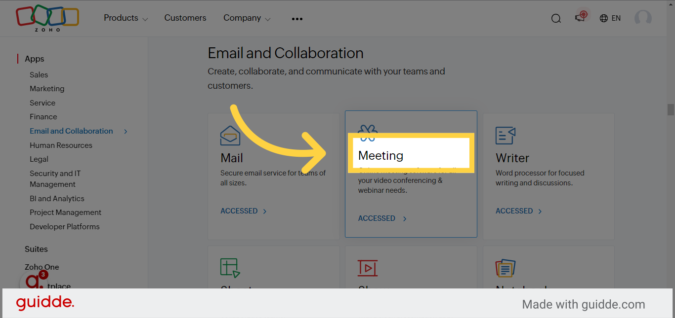 How To Schedule An Online Meeting On ZOHO - Guidde | Gallery