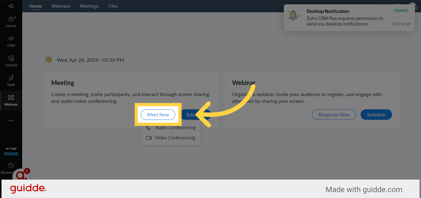 How To Schedule An Online Meeting On ZOHO - Guidde | Gallery