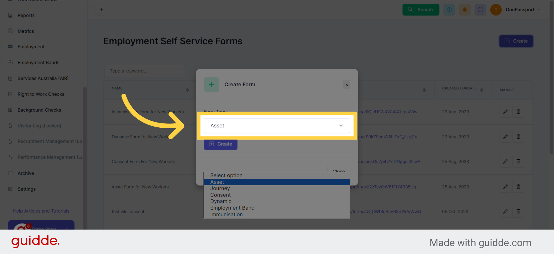 Creating a Journey Form for New Staff – OnePassport
