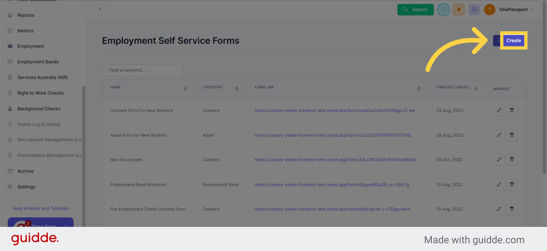 Creating a Dynamic Form – OnePassport