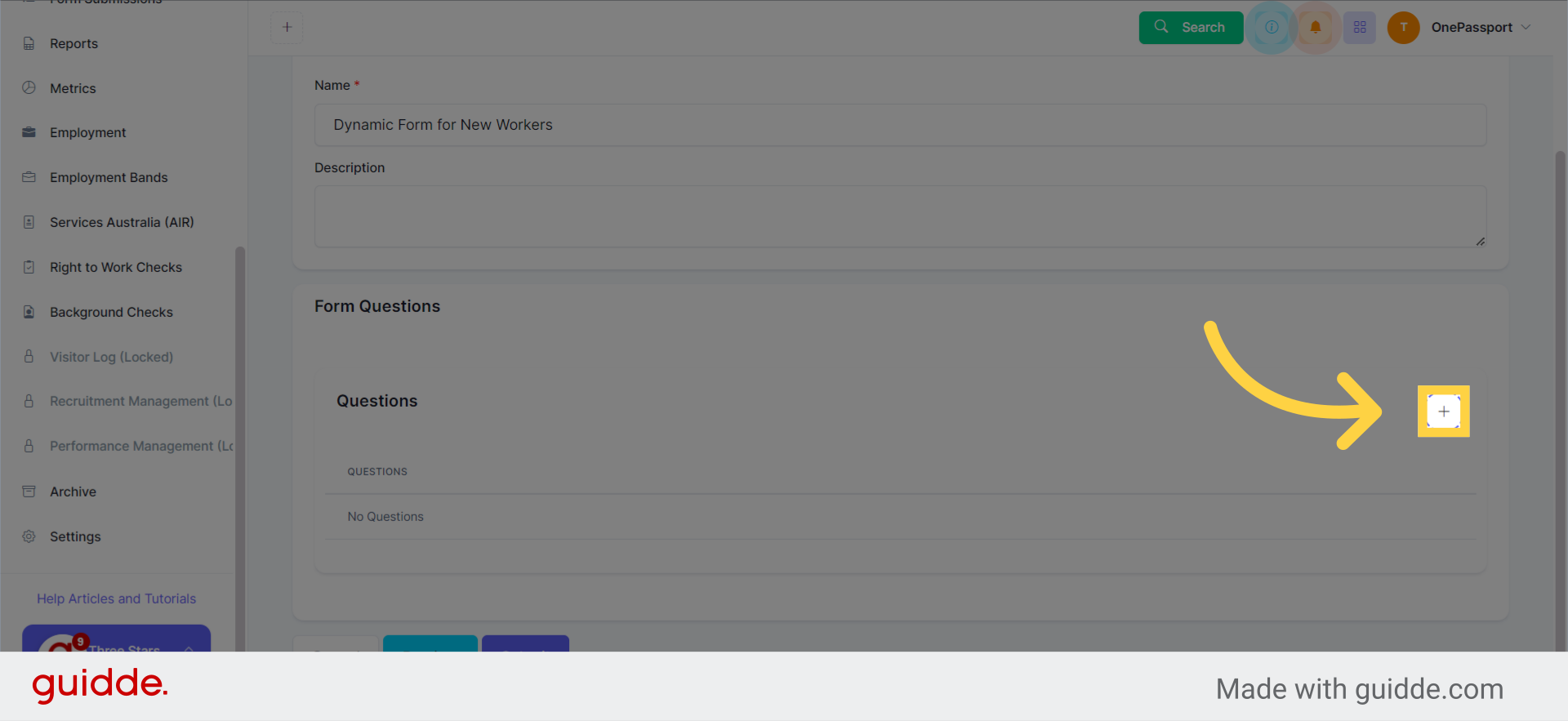Creating a Dynamic Form – OnePassport