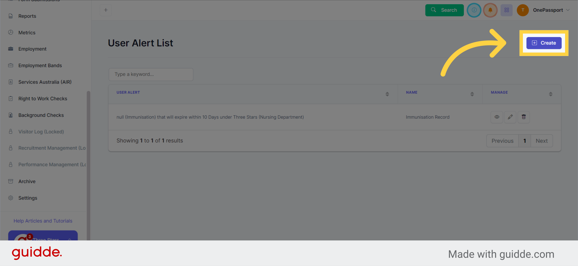 Setting Up User Alerts – OnePassport