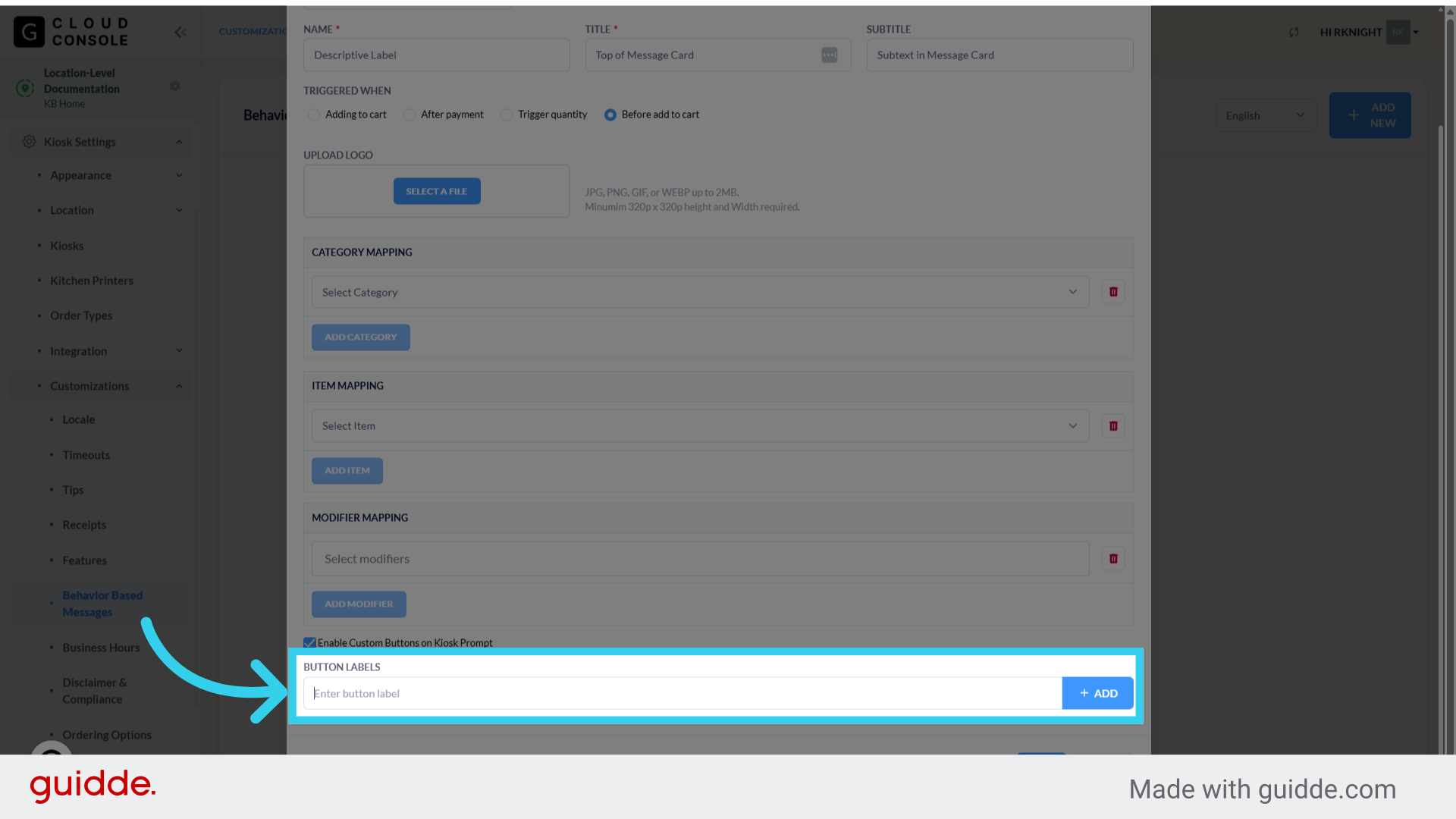 Concise Button How to set up Behavior Based Messages in the GRUBBRR Console