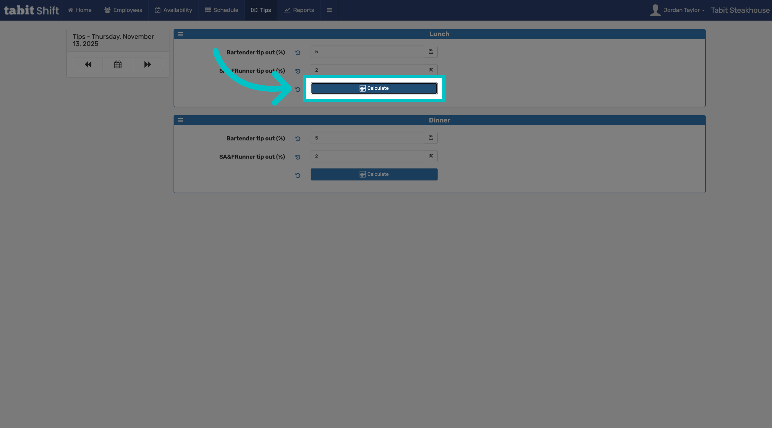 How to run and lock tip calculations – Tabit Help Center