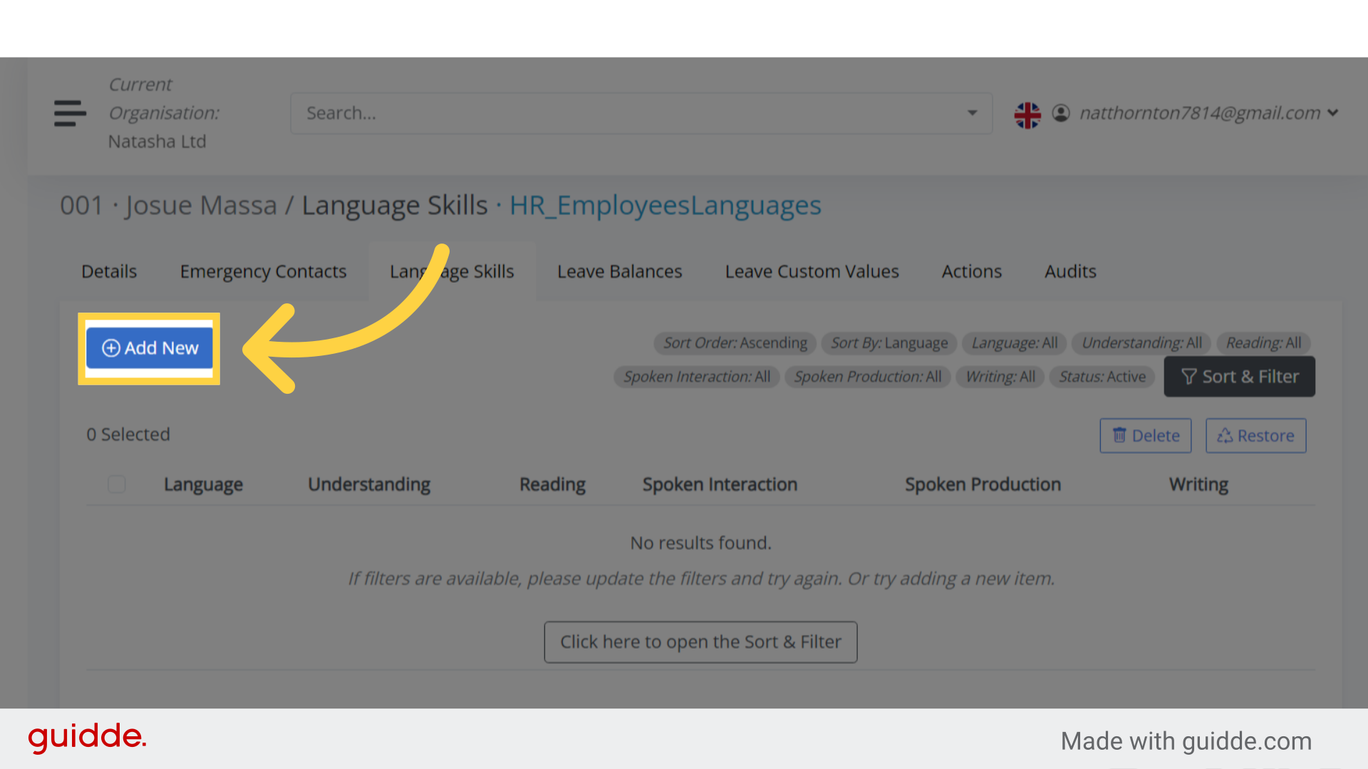 How do I add and update the employee's language skills? - bitKode