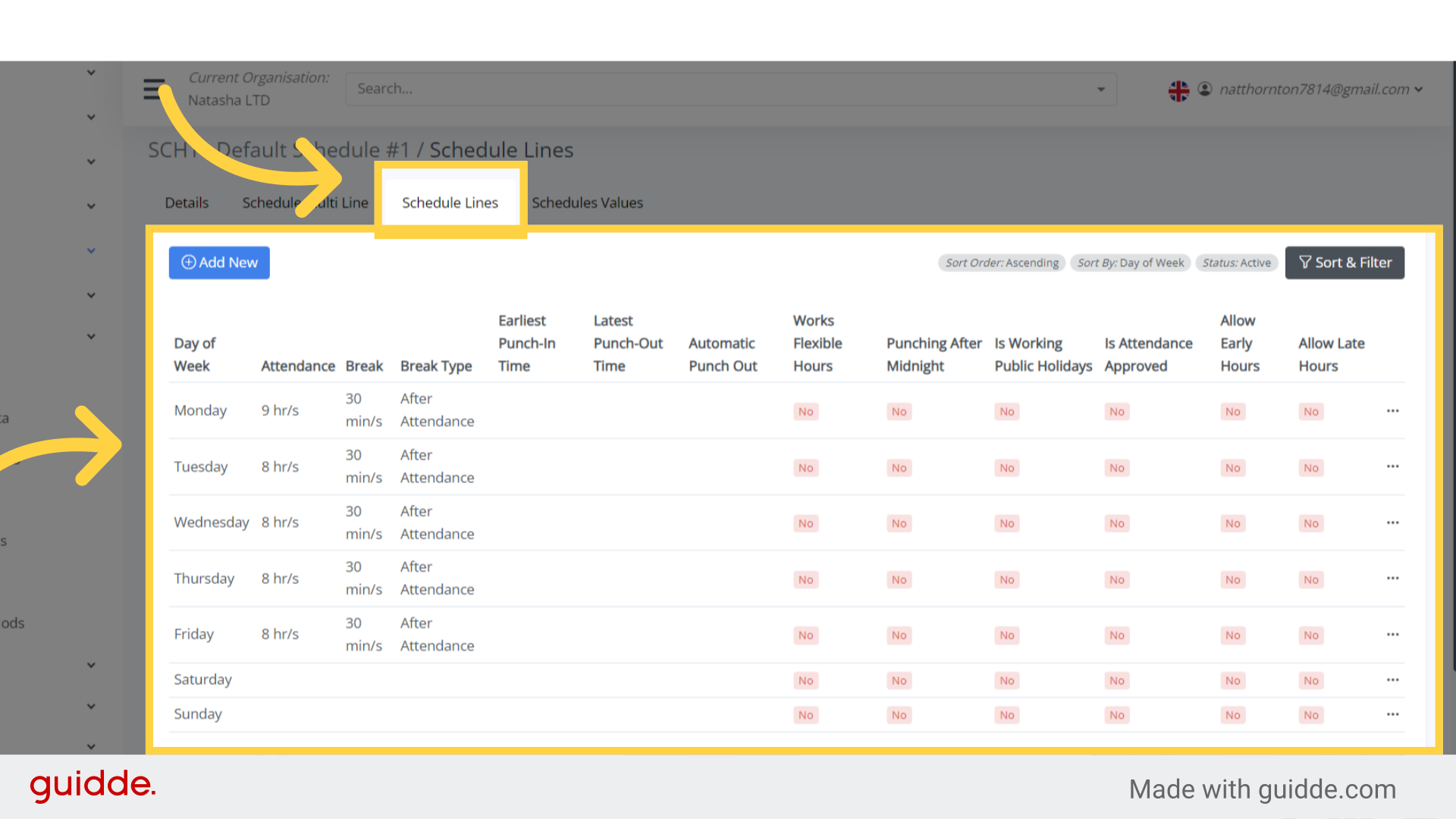 Scroll Schedule How do I update my company working schedule? - bitKode
