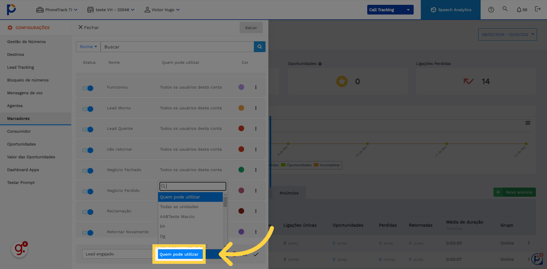 Como utilizar os marcadores no calltracking – suporte-intelia