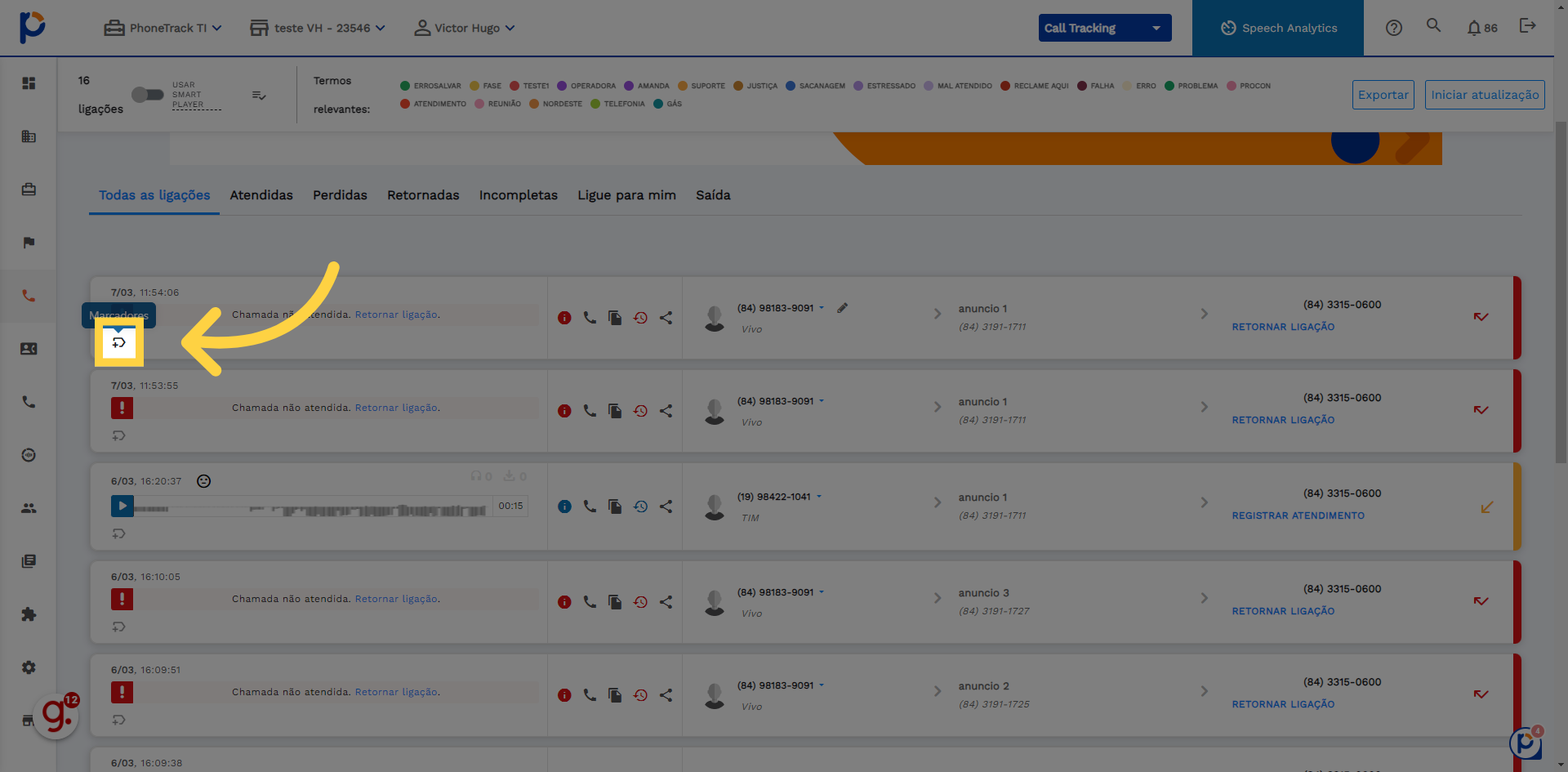 Como utilizar os marcadores no calltracking – suporte-intelia