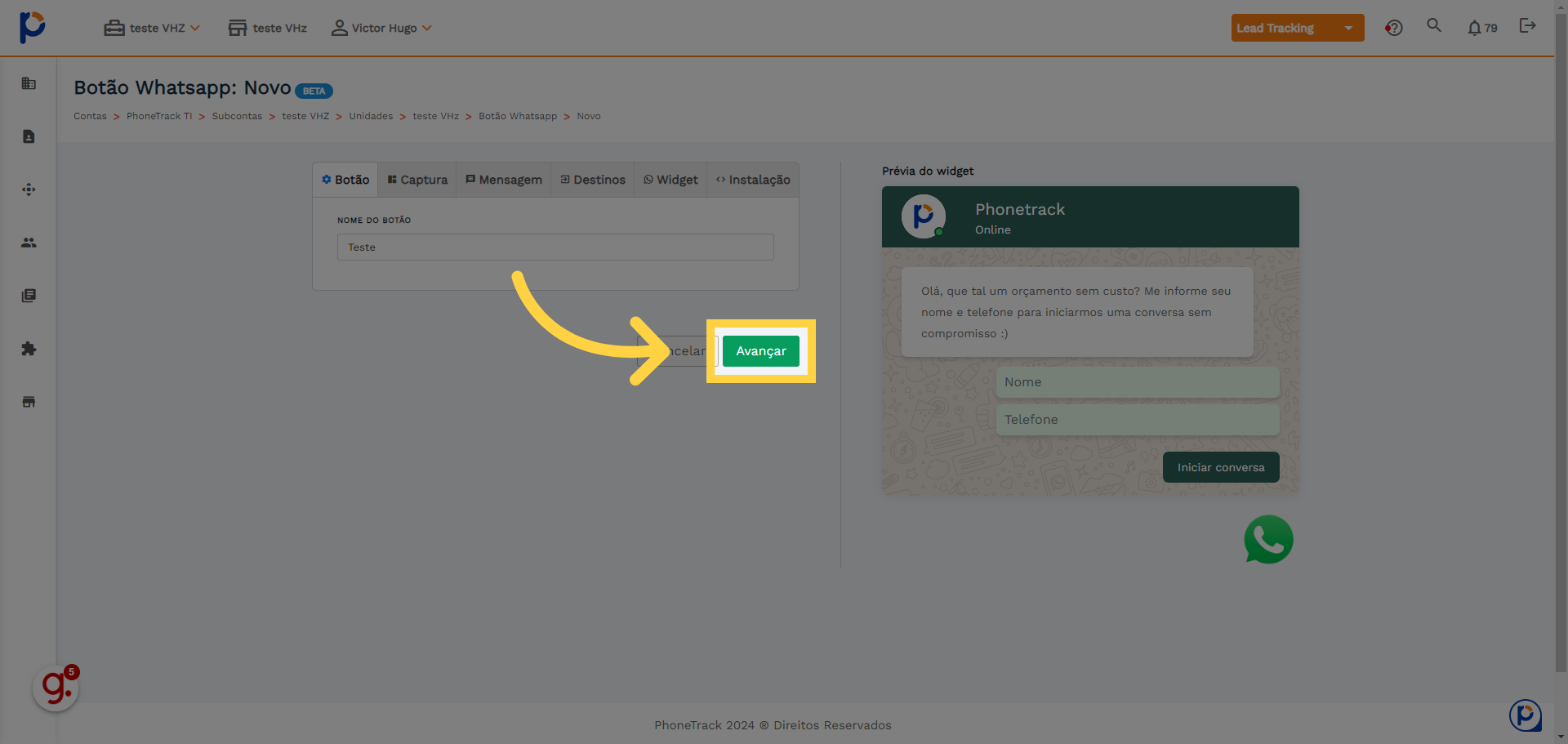Como adicionar widget no Whatsapp – suporte-intelia