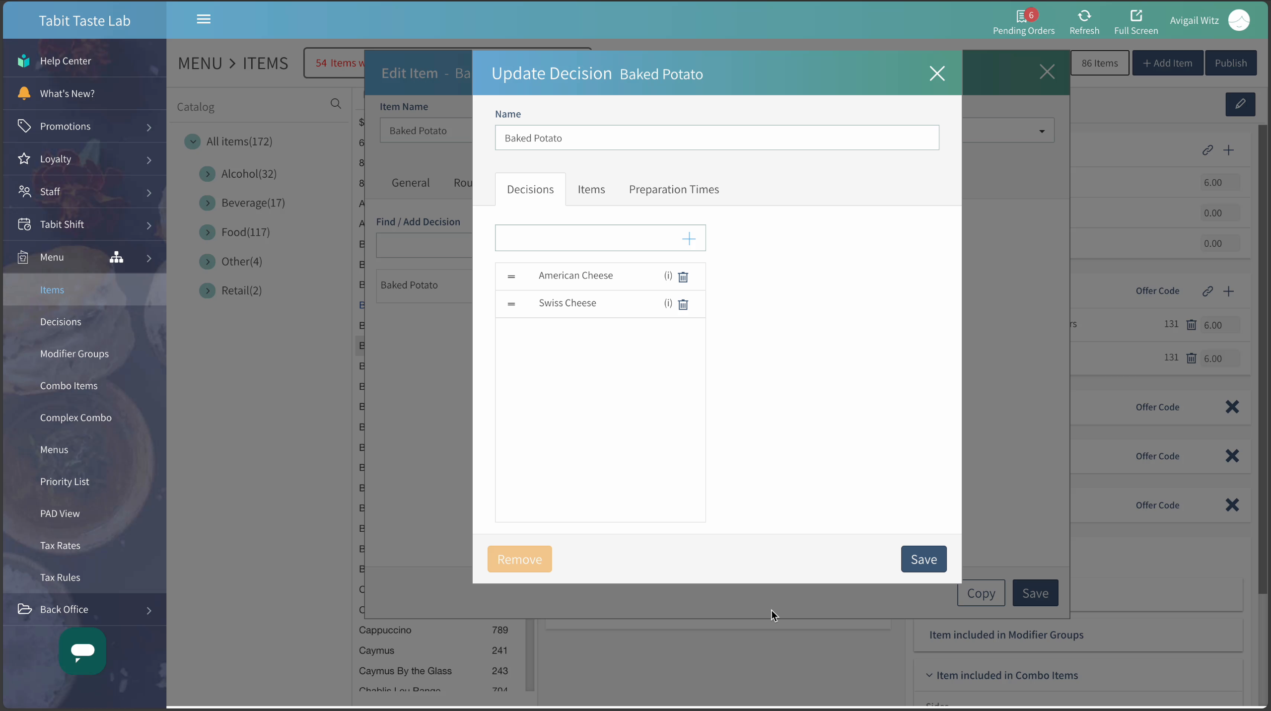 Editing a Decision Group – Tabit Help Center