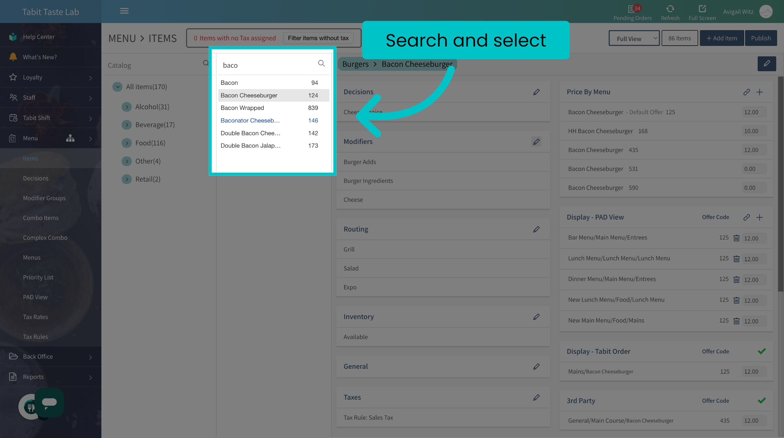 Removing a Modifier Group from a Lead Item – Tabit Help Center