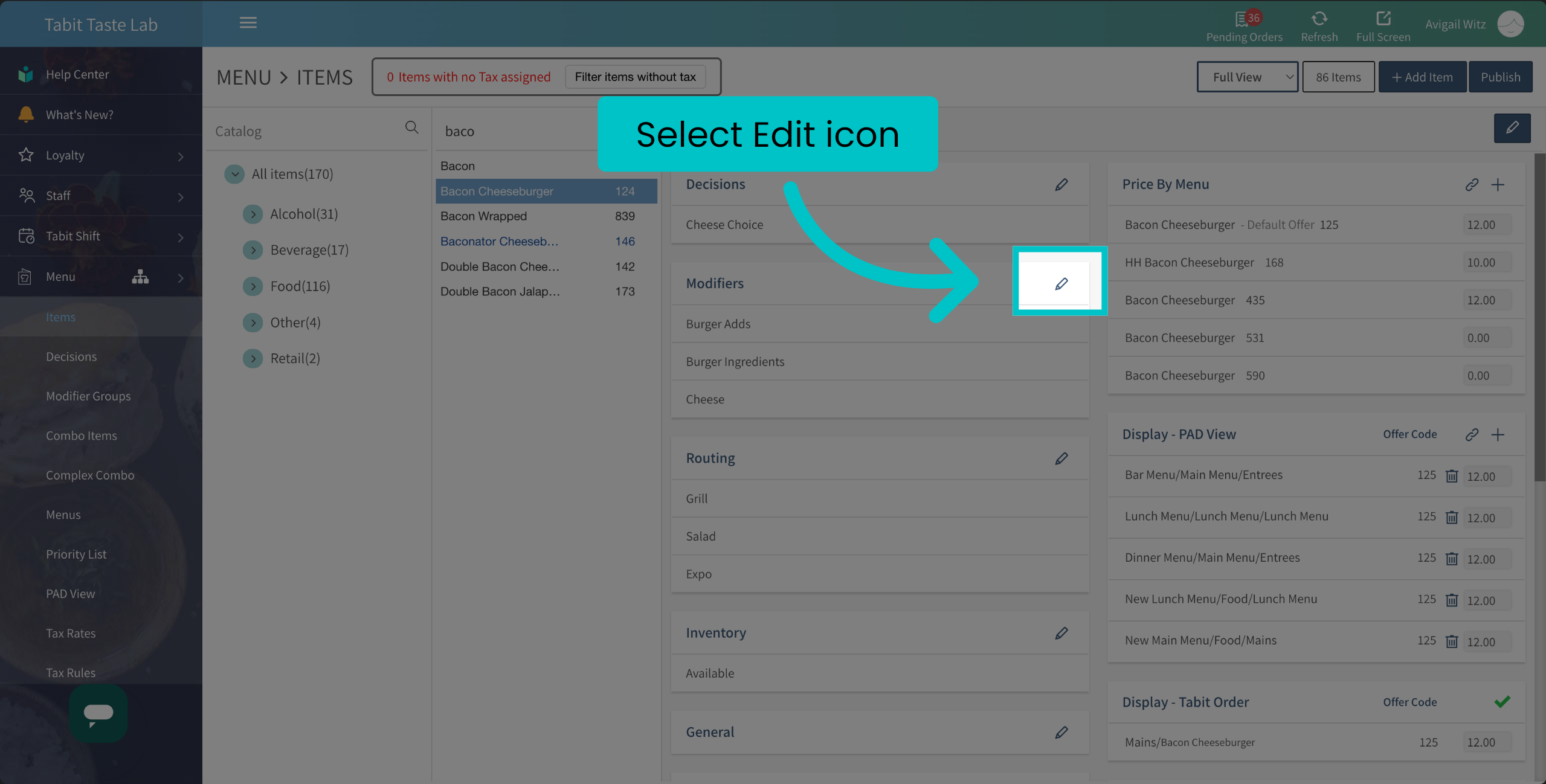 Removing a Modifier Group from a Lead Item – Tabit Help Center